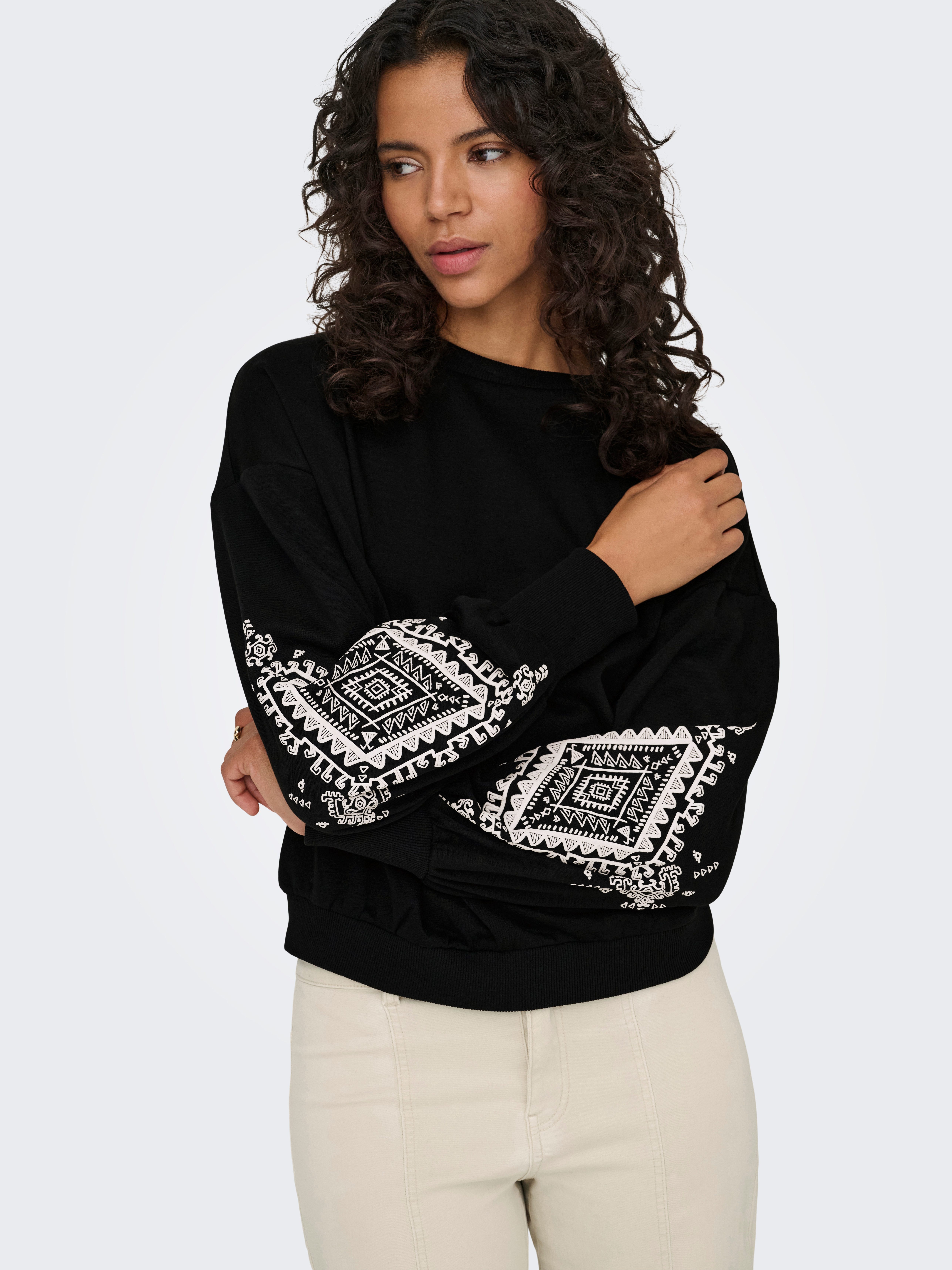 ONLY Sweatshirt ONLBROOKE L/S O-NECK FLOWER SWT Baumwollmischung, regular fit