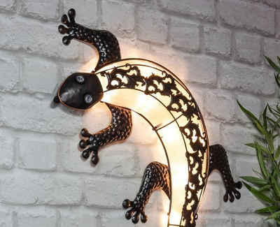 Spetebo Wanddekoobjekt LED Solar Wand Deko 72 cm - Gecko