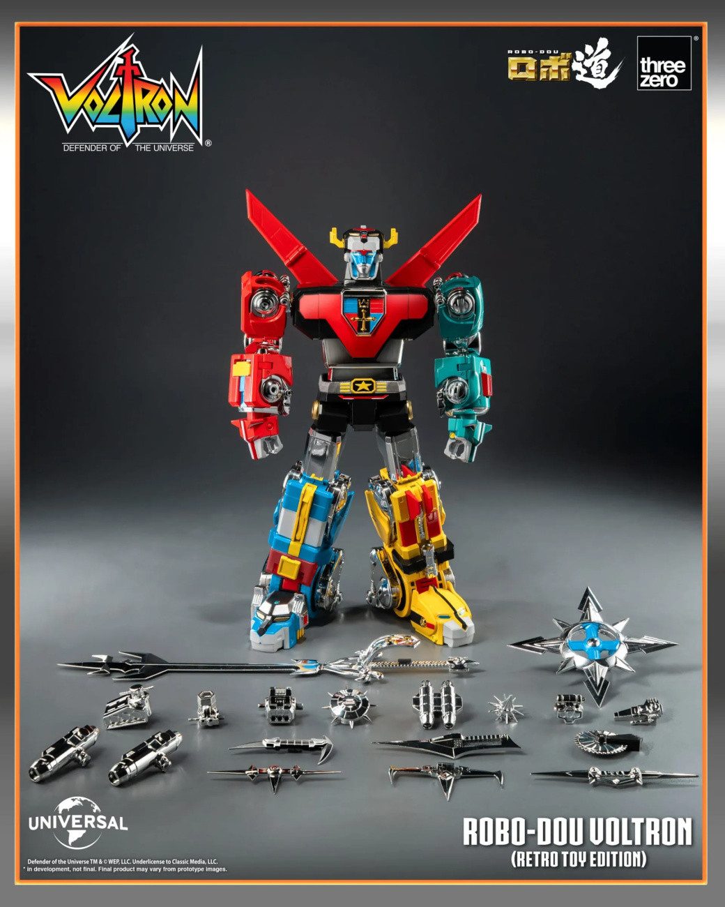ThreeZero Actionfigur Voltron: Defender of the Universe Robo-Dou Actionfigur Voltron Retro T