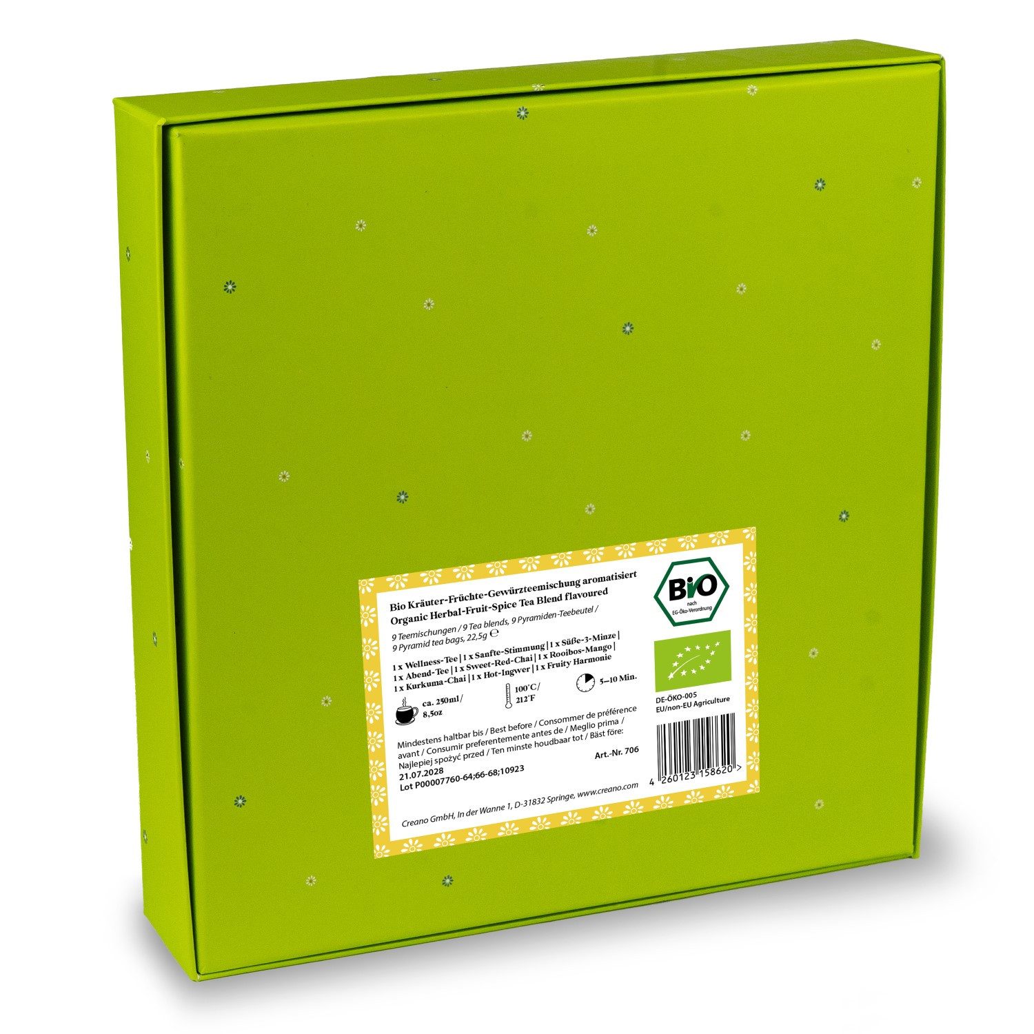 Creano Oster-Edition Bio Kräutertee 9er Pyramiden „ORGANIC HERBAL TEA“ Im Teebeutel, 1 er 1 St., 0,0225 g