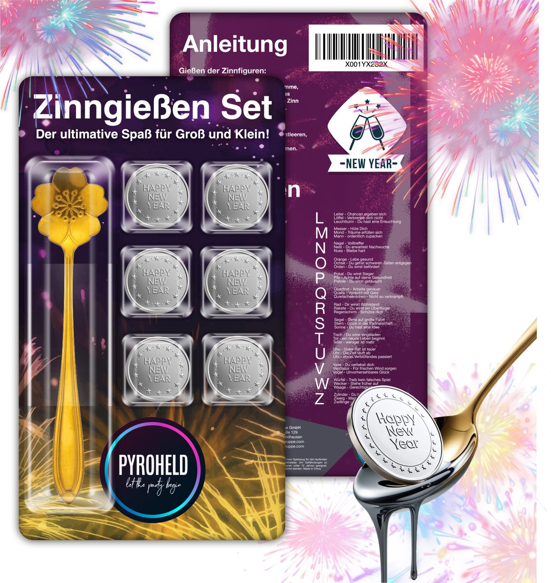 PYROHELD Spiel 7-teiliges Zinngießen - Set: Feuerwerk Игры für Silvester 2025