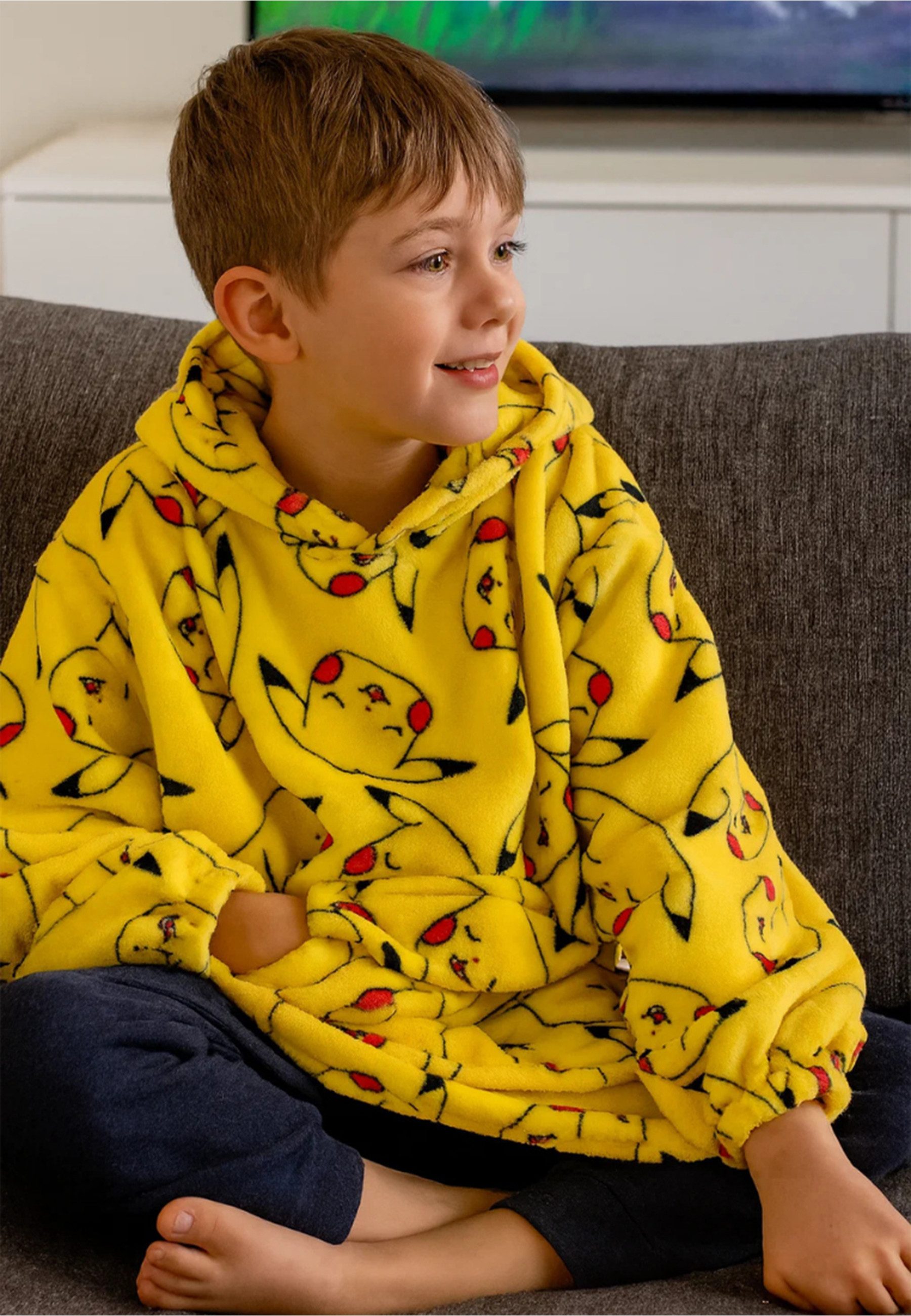 POKÉMON Kapuzensweatshirt Pikachu Decken-Hoodie Mädchen kuschlig