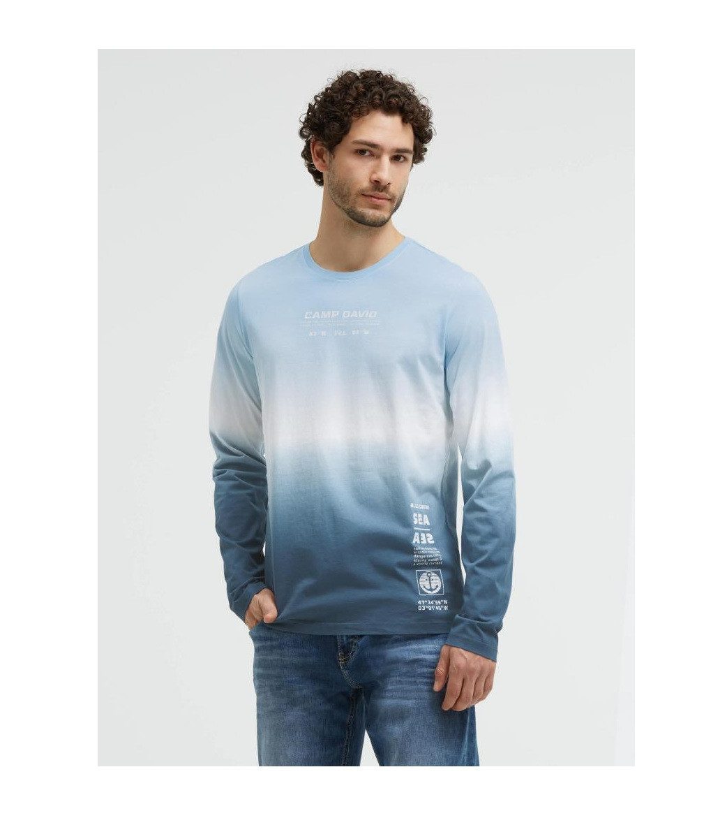 CAMP DAVID Longsleeve Dip Dye mit Label Prints