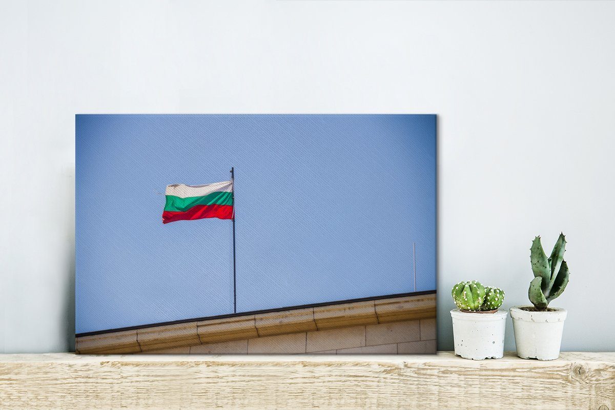 St), Aufhängefertig, Wanddeko, cm Flagge Die bulgarische 30x20 von (1 Leinwandbild OneMillionCanvasses® Sofia, Leinwandbilder, Straßen Wandbild den auf