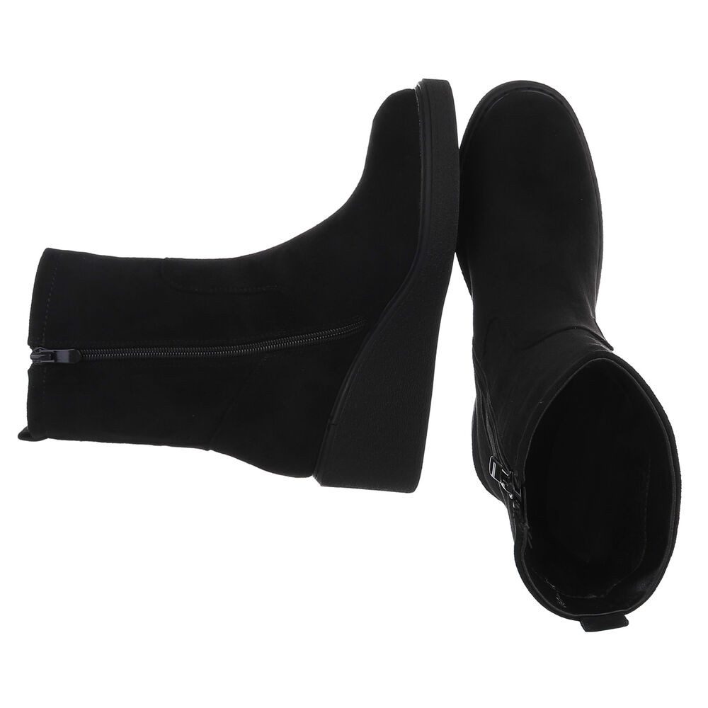 Ital-Design Modischer Damen-Stiefel mit Keilabsatz für Alltag und Freizeit Keilstiefelette (90756080) Keilabsatz/Wedge Stiefeletten in Schwarz