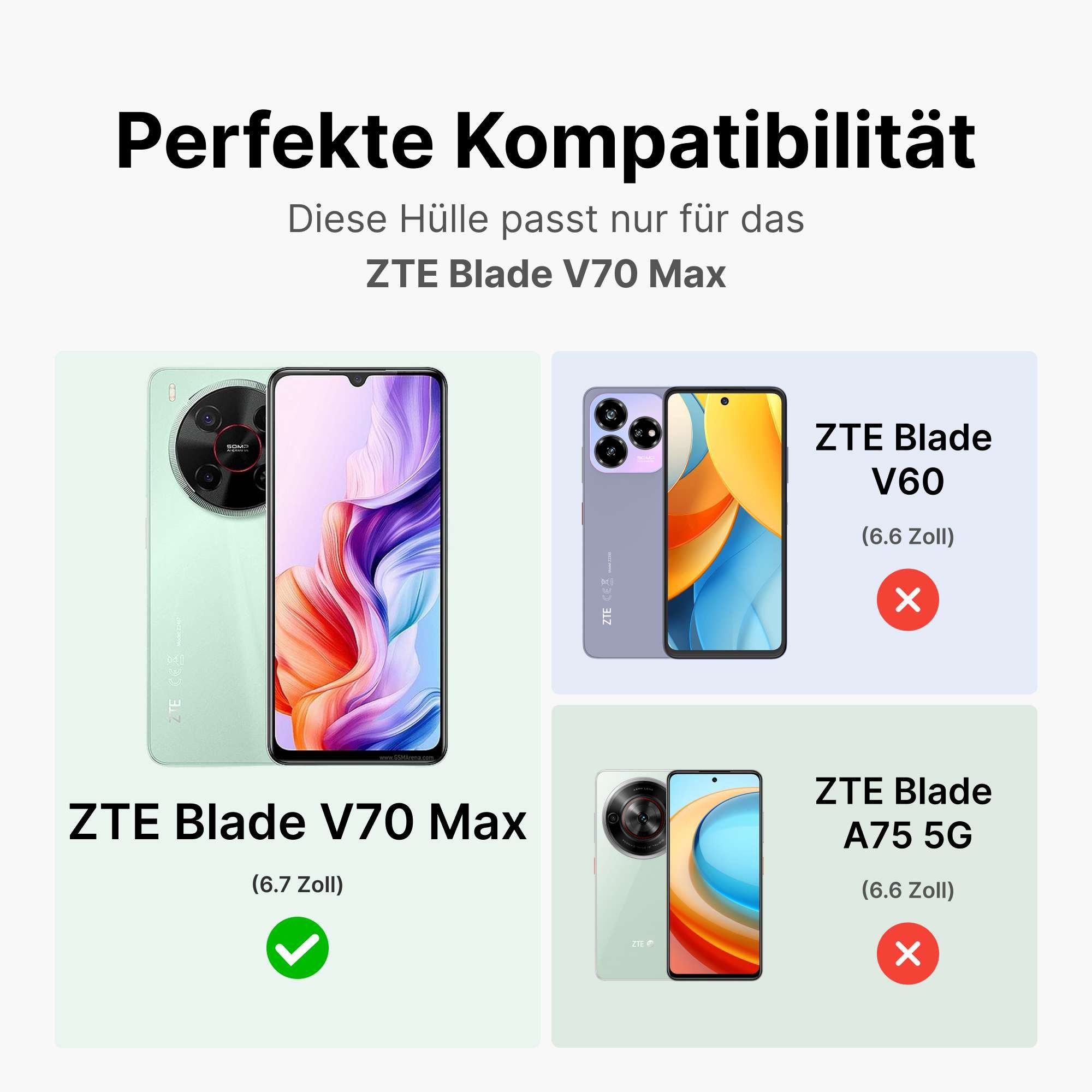 betterfon Handyhülle für ZTE Blade Hülle mit Slide Kameraschutz Ringhalter Bumper Case, Outdoorhülle mit Smartstand, Silikonkern & präziser Passform
