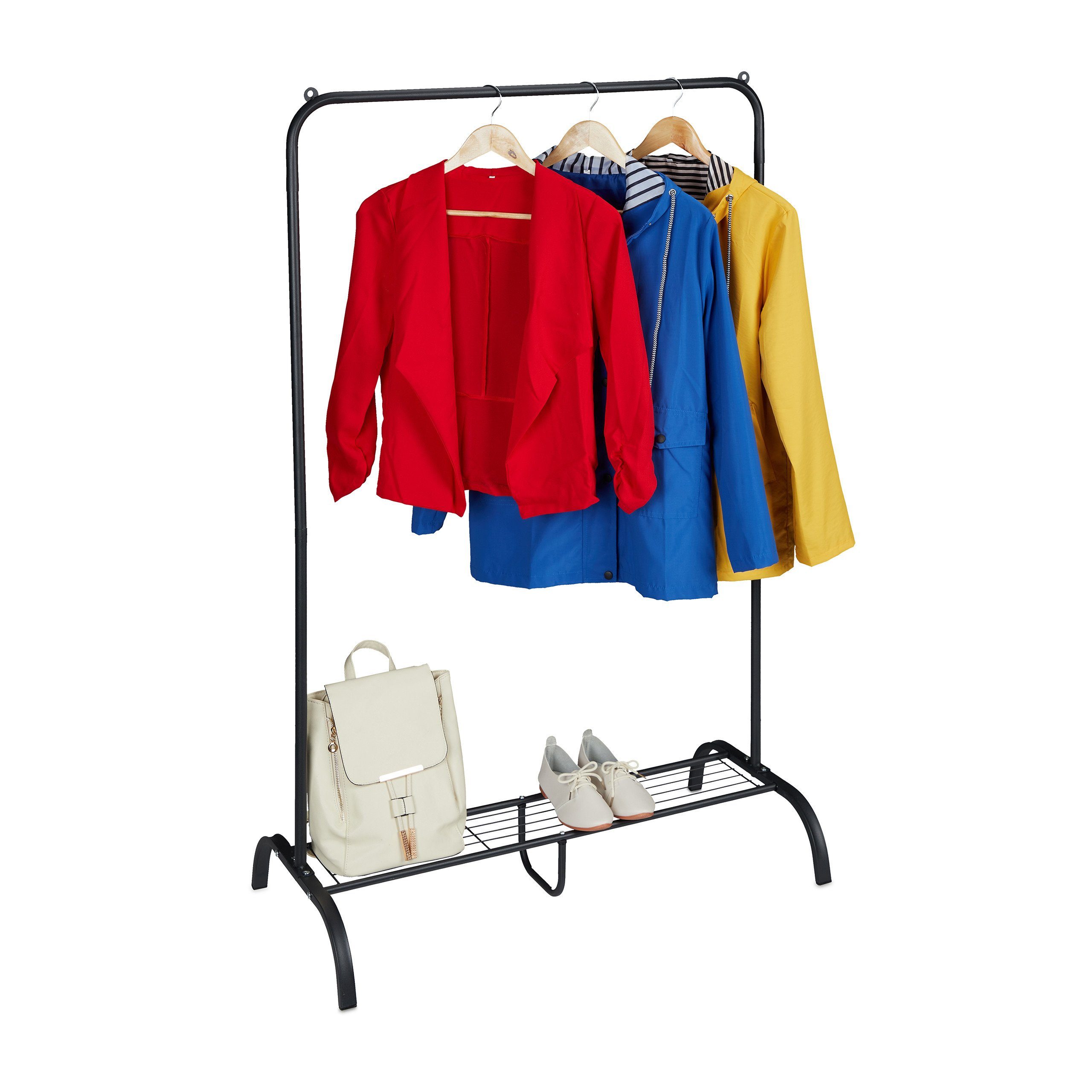 relaxdays Garderobenständer Metall Kleiderständer mit Ablage, günstig online kaufen