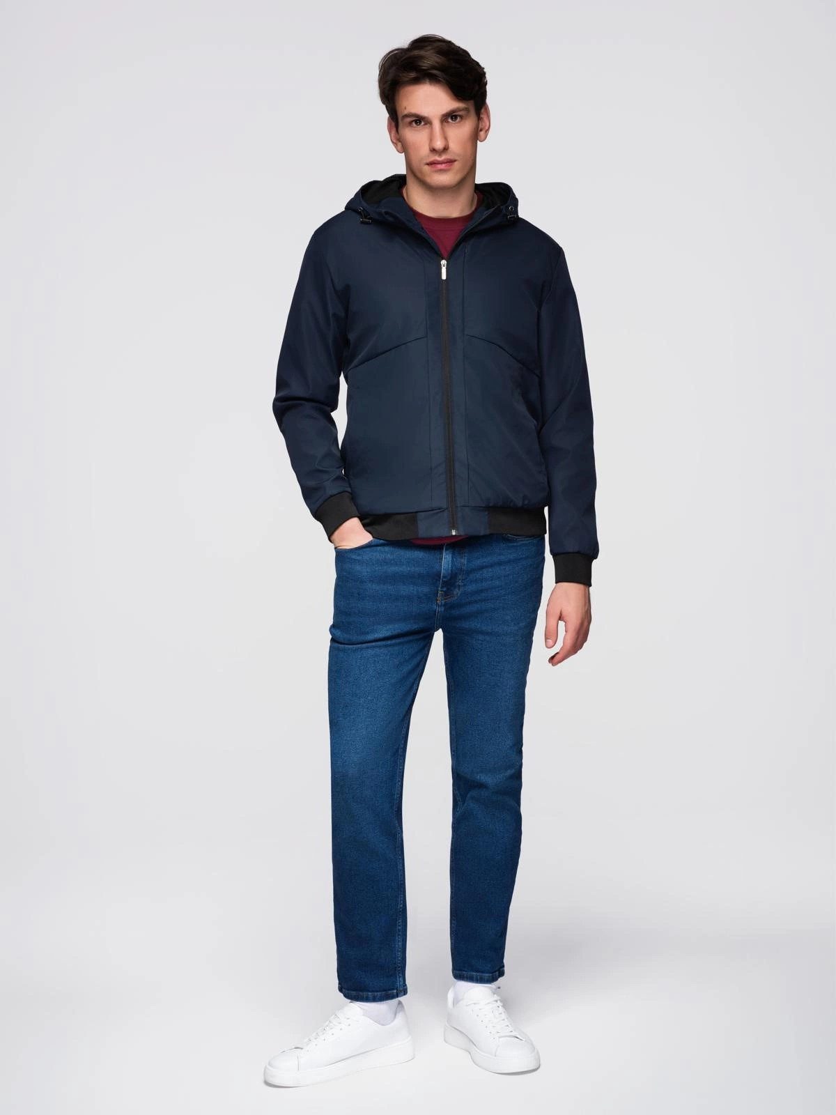 OMBRE Regenjacke Leichte Herrenjacke mit Mesh-Futter und Kapuze Wasserabweisender, schnelltrocknender Oberstoff