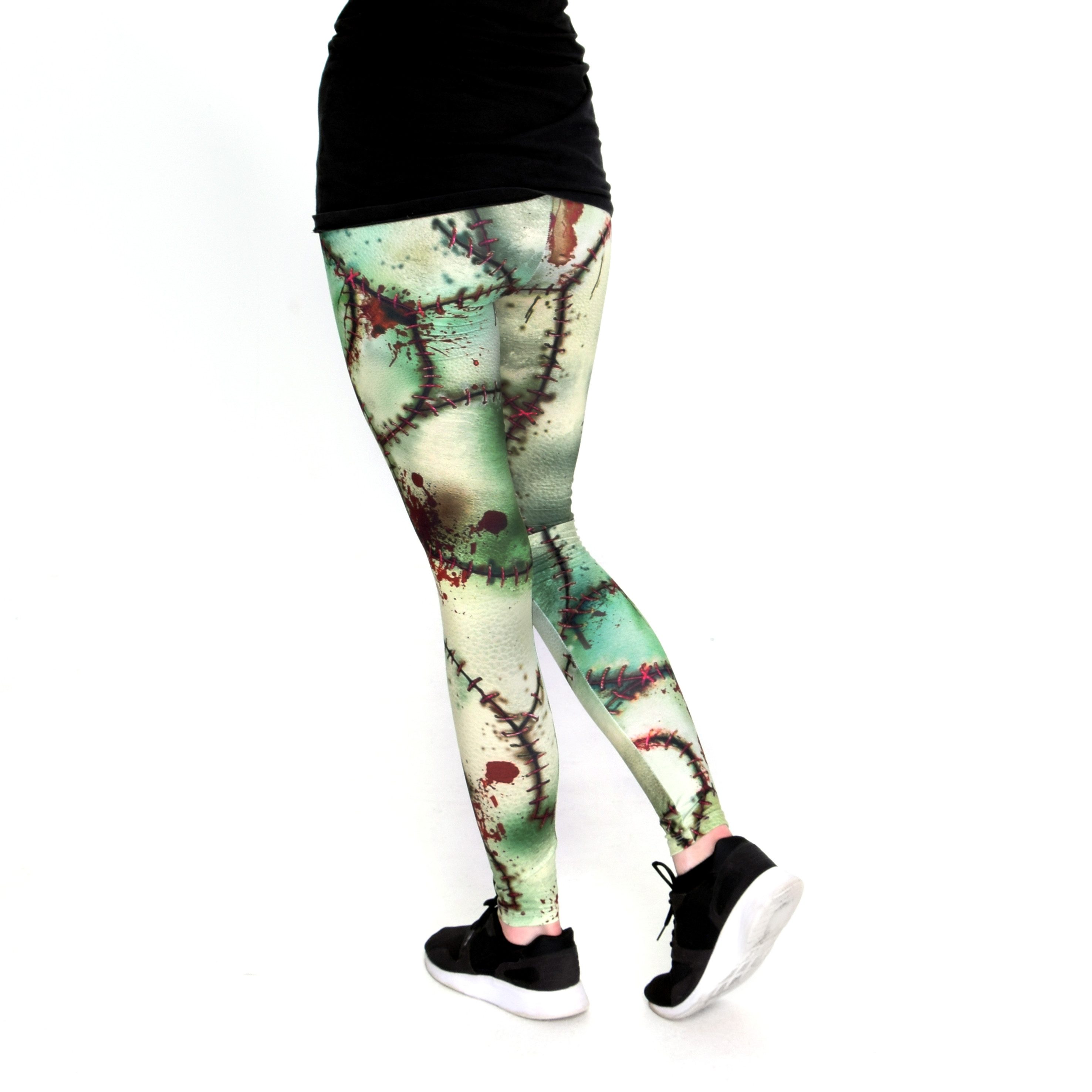 cosey Leggings Halloween-Line Damen Leggings XS-S M-L Stretch Halloween Kostüm (atmungsaktiv • schnelltrocknend • blickdicht • figurbetonte Passform, Zombie) XS-S