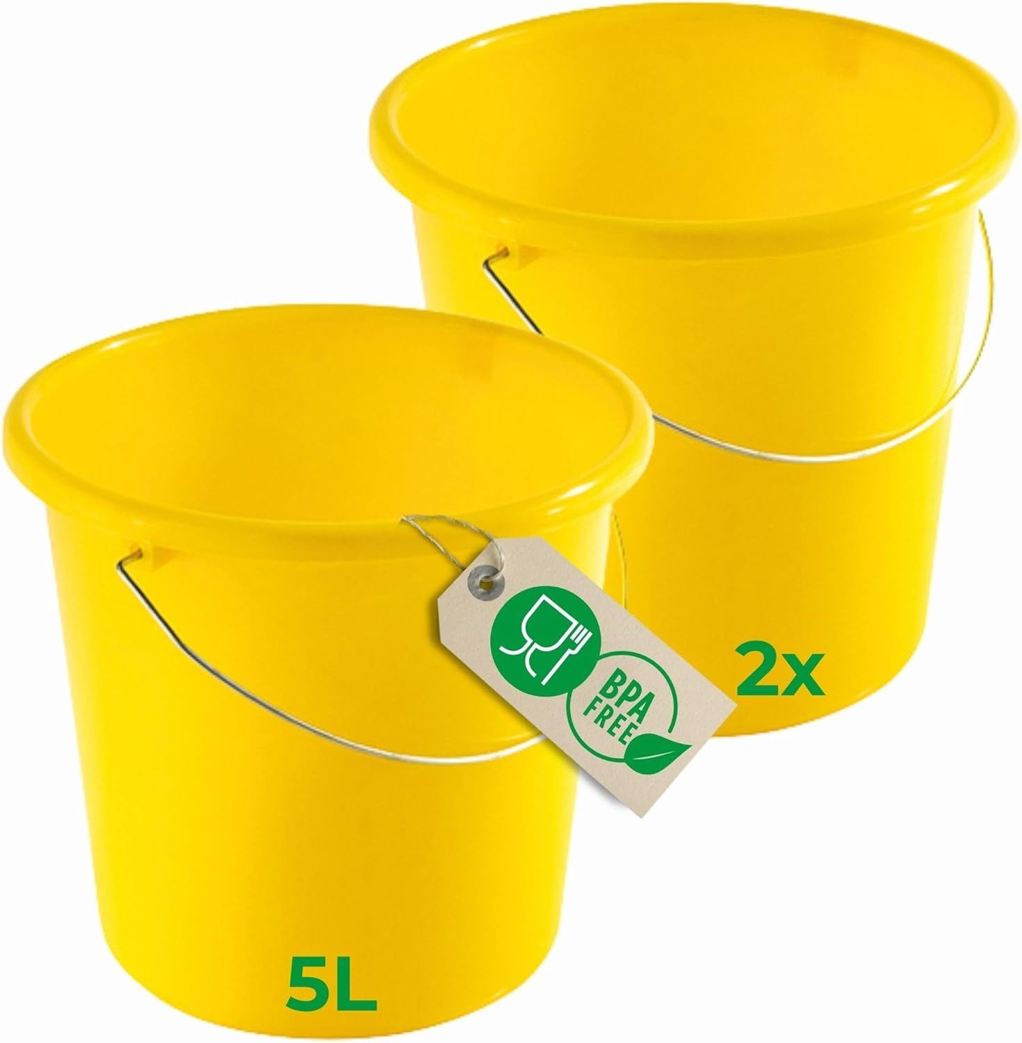 Novaliv Putzeimer 30942-2x, (2-tlg), Novaliv 2 Stück Eimer 5L Gelb mit Maßeinteilung - Putzeimer 5 Liter ?