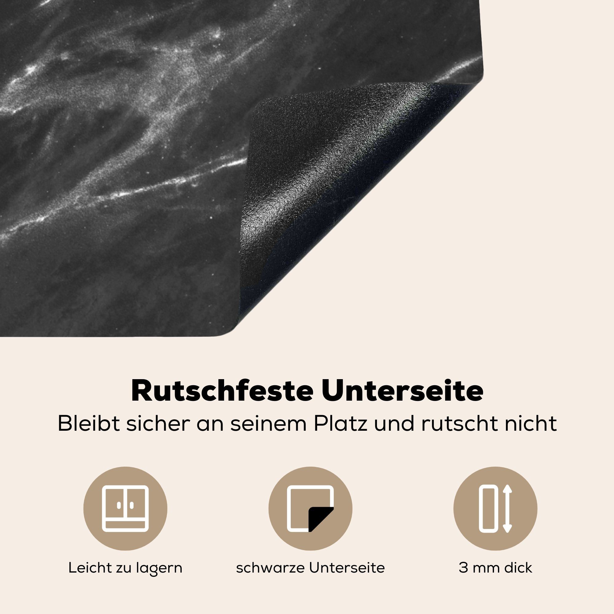 Vinyl, (1 Ceranfeldabdeckung, Muster Marmor küche für Herdblende-/Abdeckplatte - Wellen, cm, MuchoWow 78x78 tlg), Arbeitsplatte -