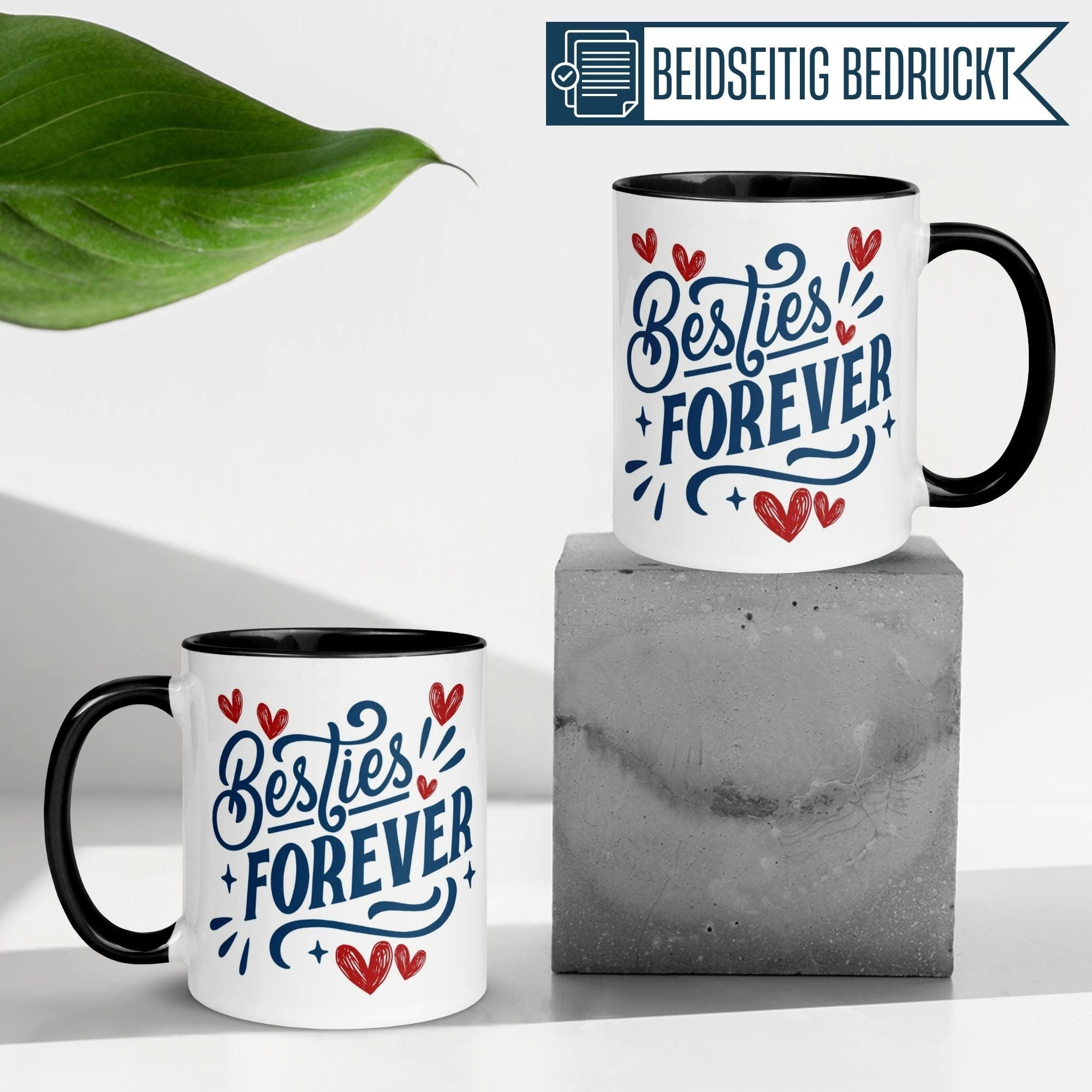 Momentals Tasse Freundschaft – „Besties Forever mit Herz“ – Geschenk Beste Freunde, Gratis Versand · Links-&Rechtshänder · Spülmaschinenfest