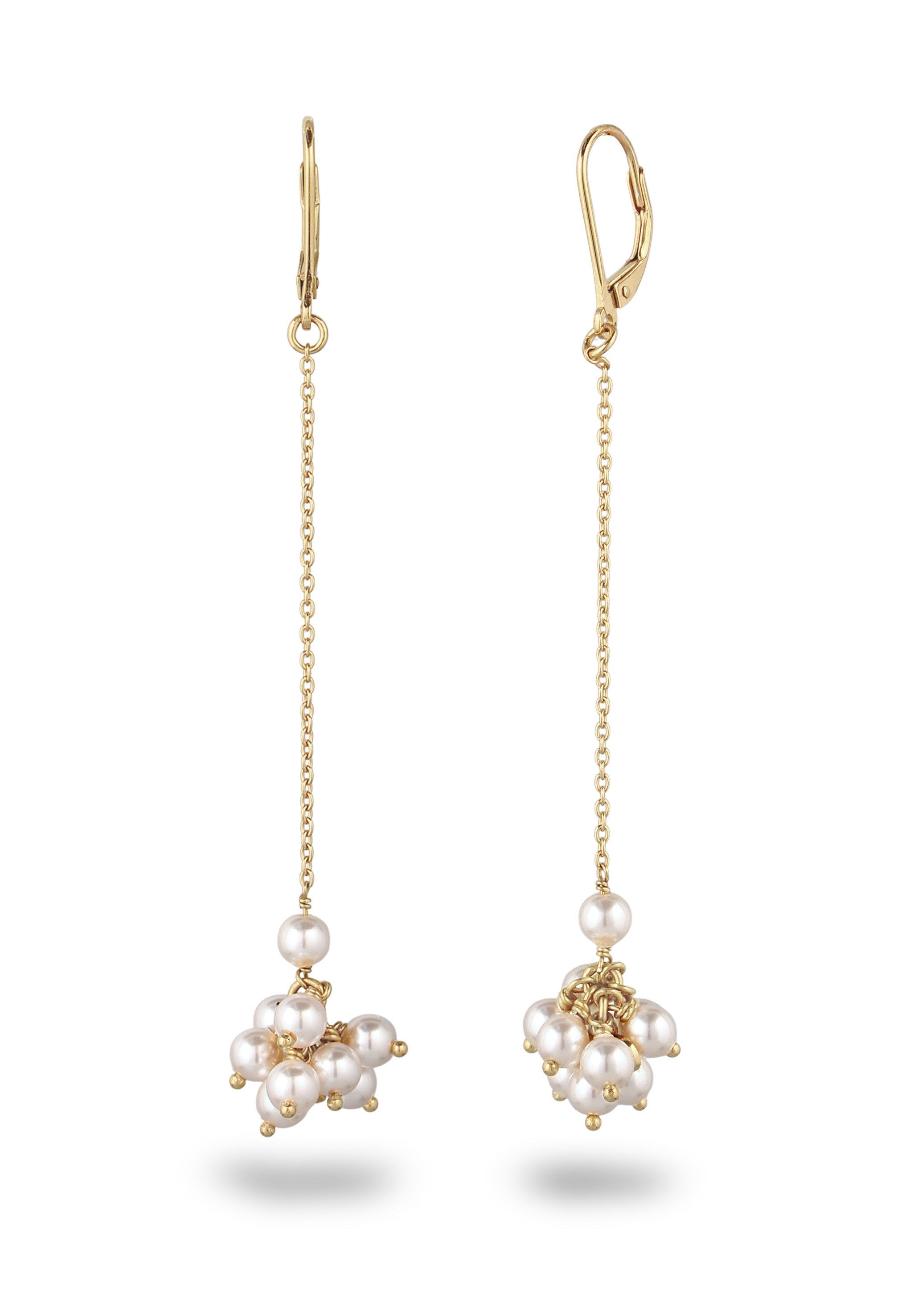 Elli Perlenohrringe Ohrhänger mit Perlen von Swarovski® Weiß 925 Sterling Silber vergoldet