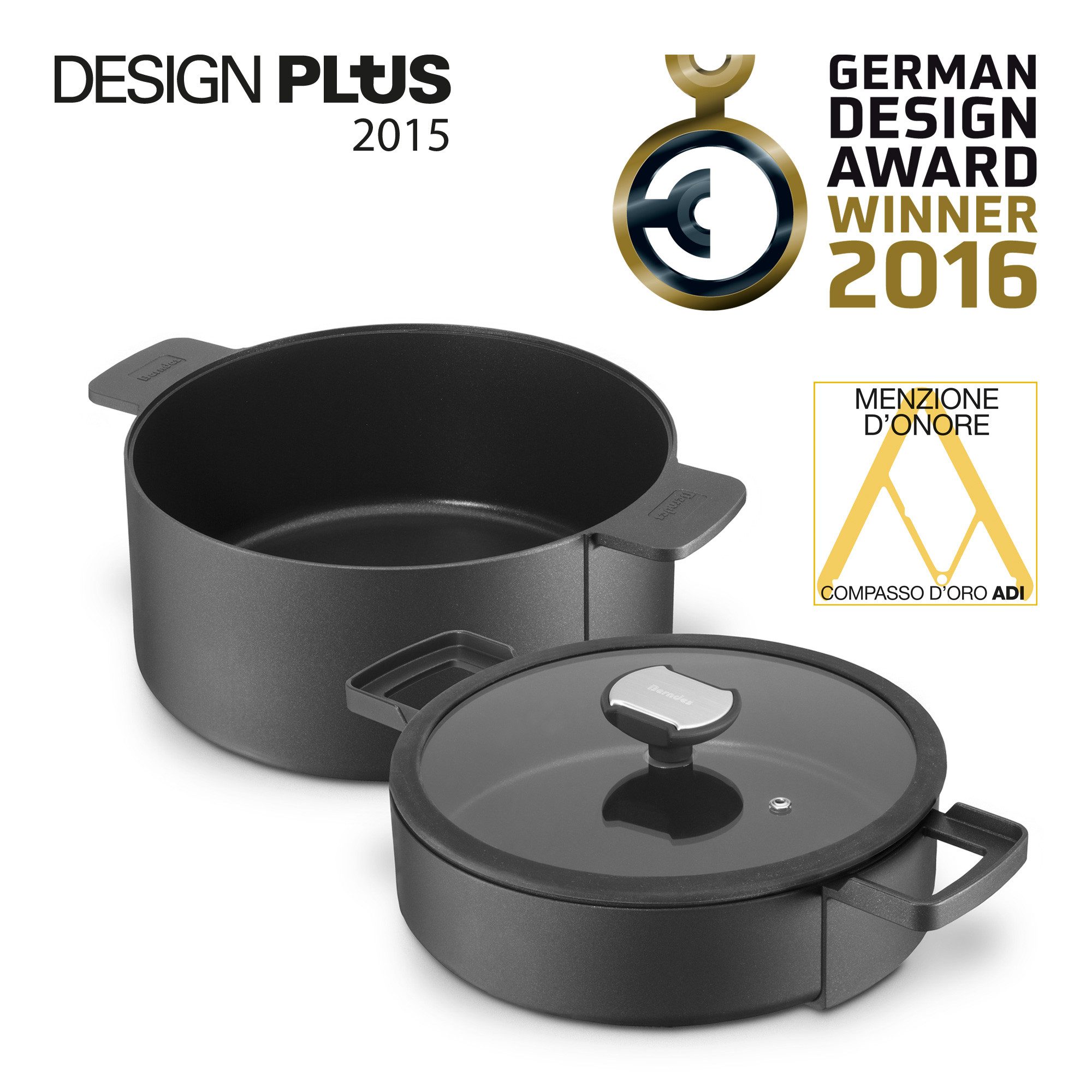 Berndes Bräter 24 cm, Aluminium, schwarz - b.double Round, Aluminium-Vakuumdruckguss