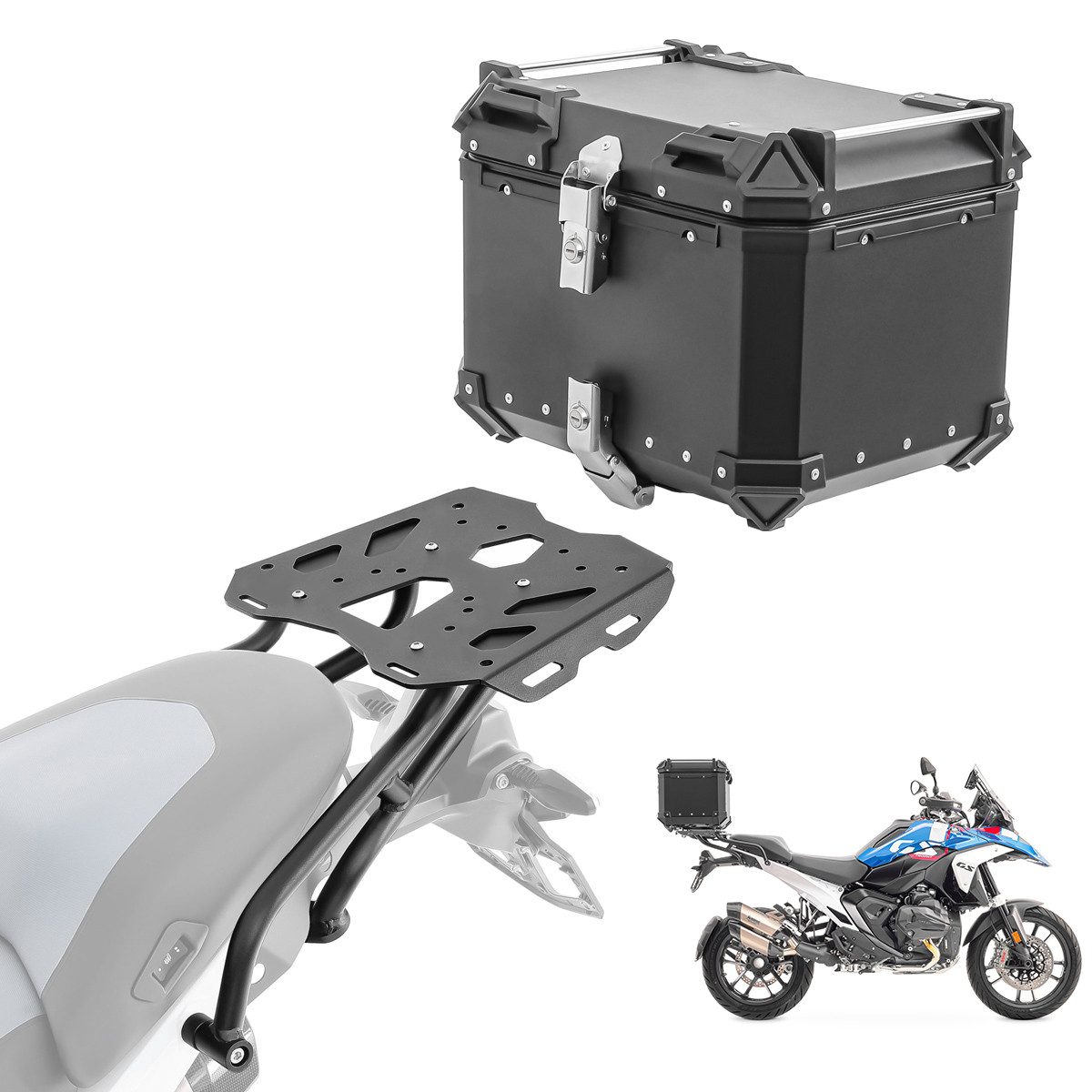 Bagtecs Topcase Set Alu Topcase + Gepäckbrücke passend für BMW R 1300 GS 23-25 # XB45