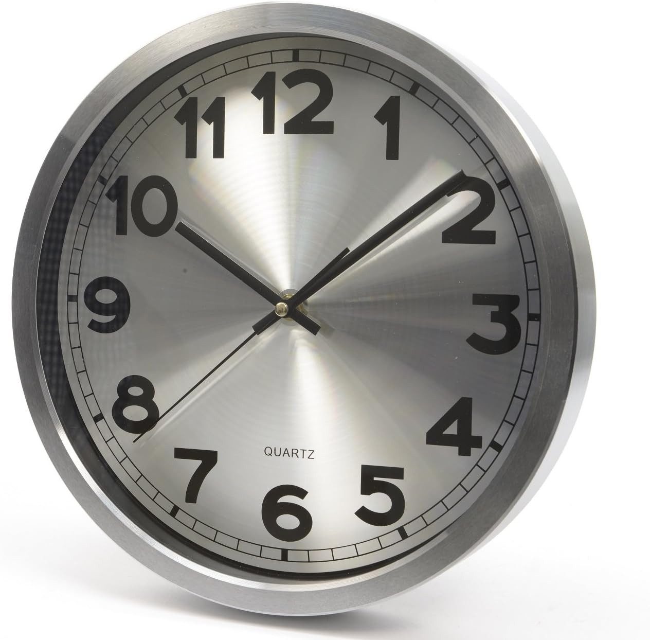 LUMENIO Wanduhr Uhr Metall Wanduhr Sekundenzeiger silber arabische Zahlen Quarz