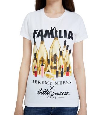 JEREMY MEEKS Rundhalsshirt JEREMY MEEKS x Billionare Club Damen Kurzarm-Shirt Vanessa mit Rückenprint Sommer-Shirt Weiß