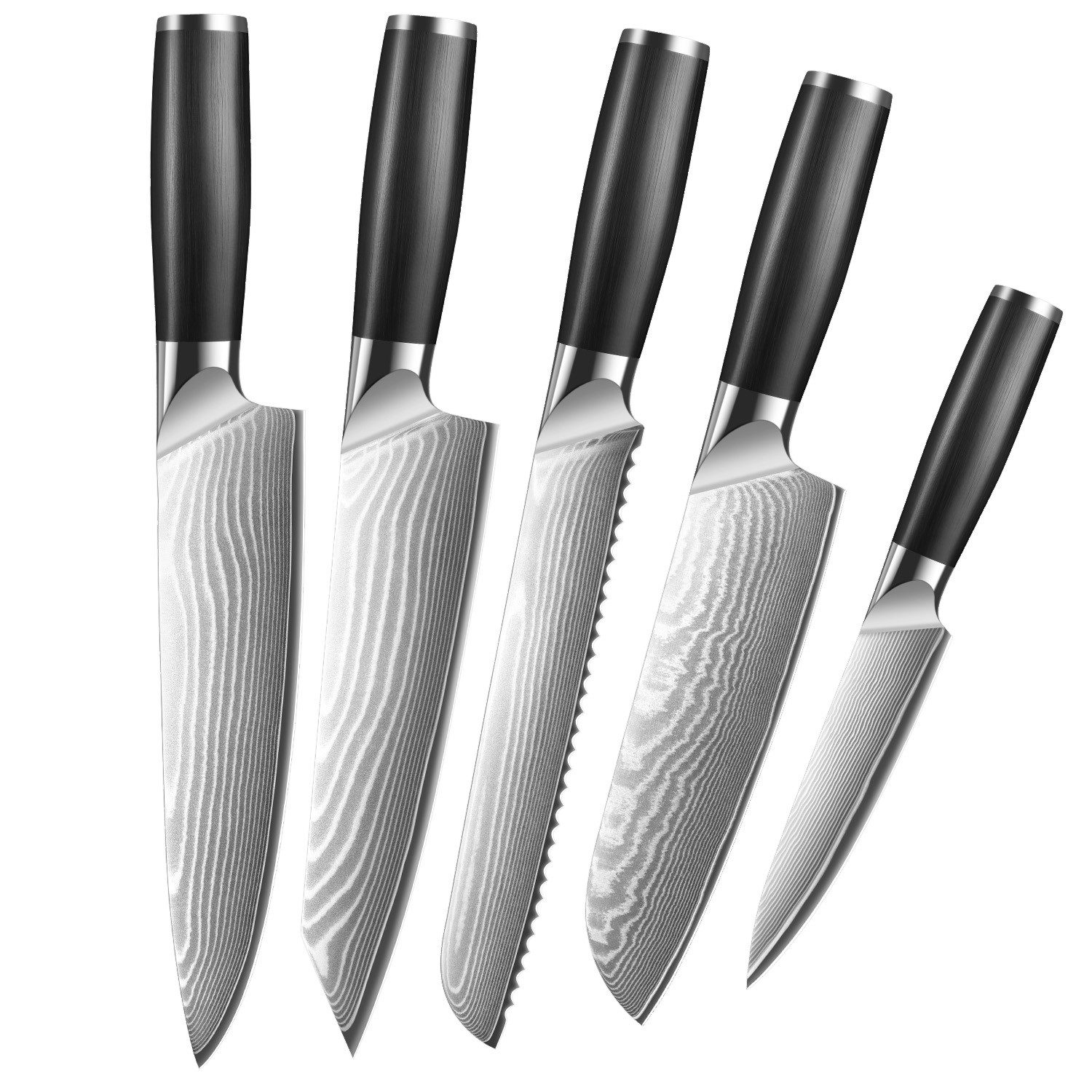 KingLux Damastmesser Damast Küchenmesser aus 67 Lagen Damaststahl Ergonomischer Griff, Damaststahl, Ergonomisch geformt