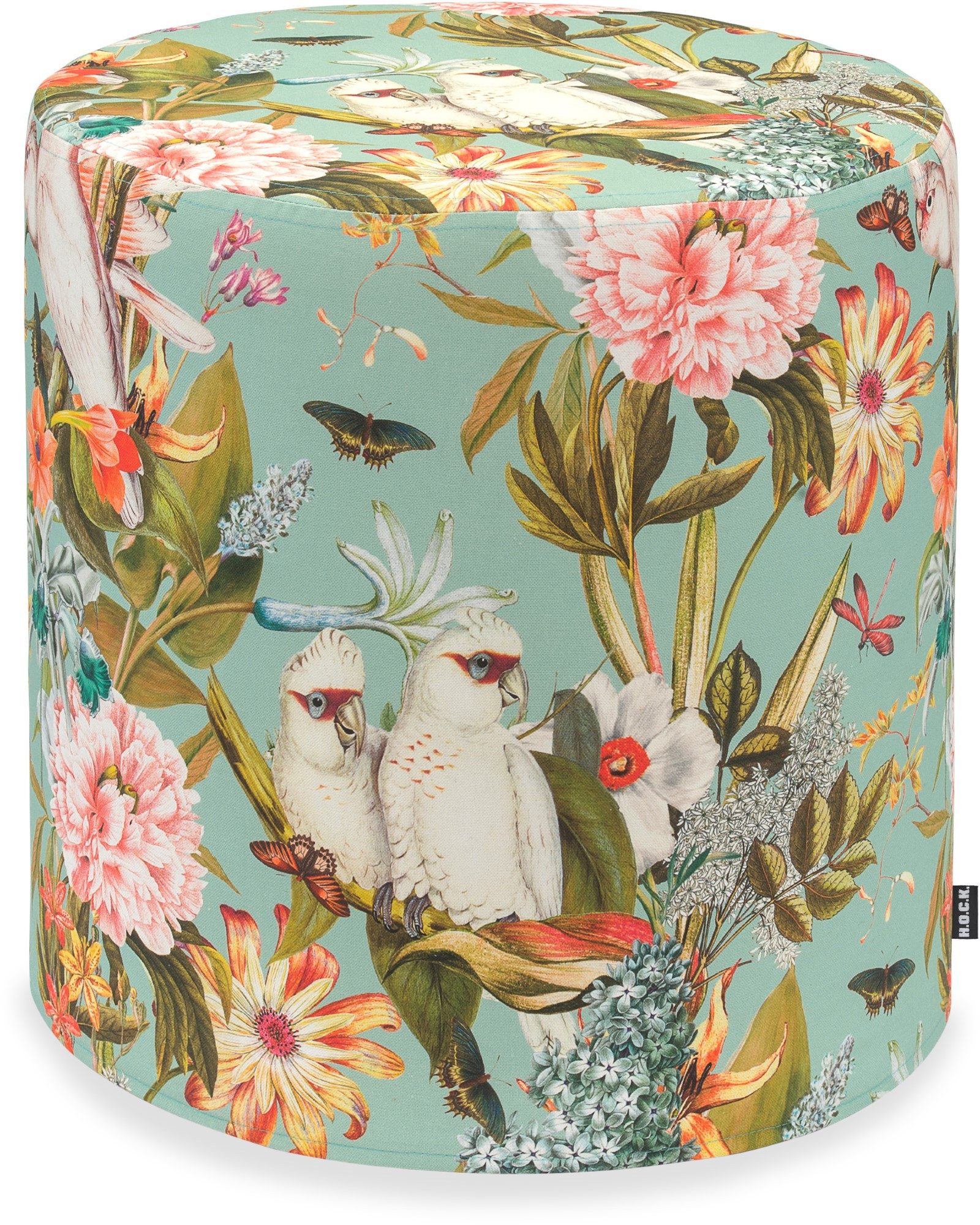 H.O.C.K. Sitzwürfel H.O.C.K. Botanic Hocker rund ø45x45cm aqua Vögel Blumen günstig online kaufen