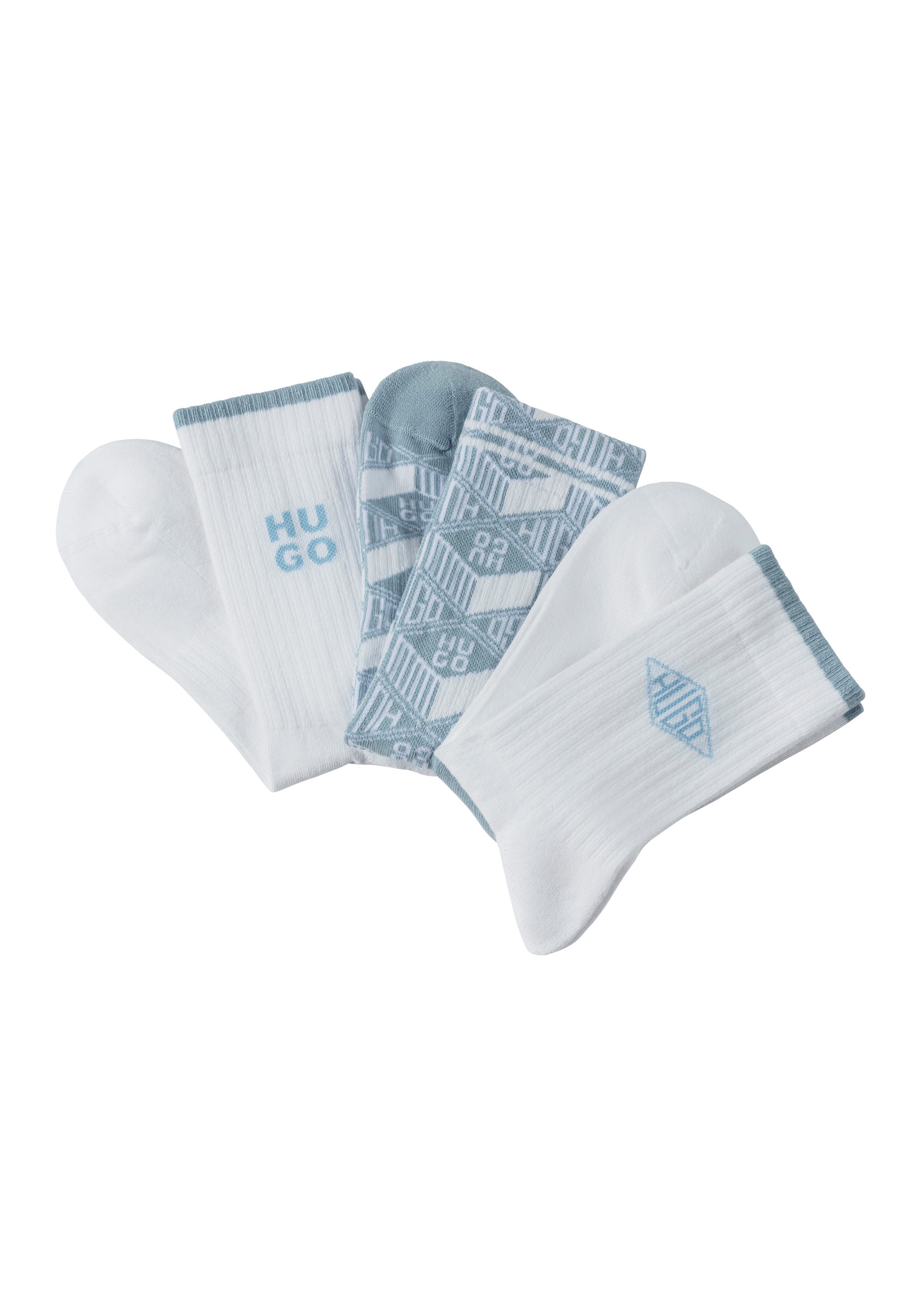 HUGO Socken (3-Paar) mit kontrastfarbenen Logo günstig online kaufen