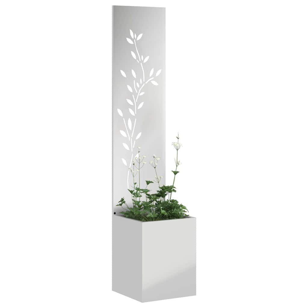 vidaXL Wandbild Garten Sichtschutz-Leinwand Floral Silber 32 x 32 x 150 cm, günstig online kaufen