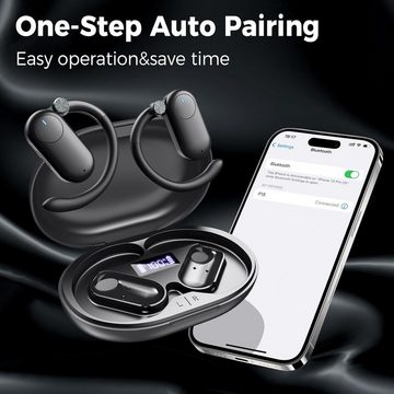 TELNP Kabelloses Bluetooth 5.3 Sportmit Drehbar Ohrbügel 60 StundenSpielzeit Open-Ear-Kopfhörer (Stabile Verbindung und einfaches Pairing für mühelose Audiowiedergabe., mit Geräuschunterdrückung IPX7 wasserdichte zum Laufen und Radfahren)