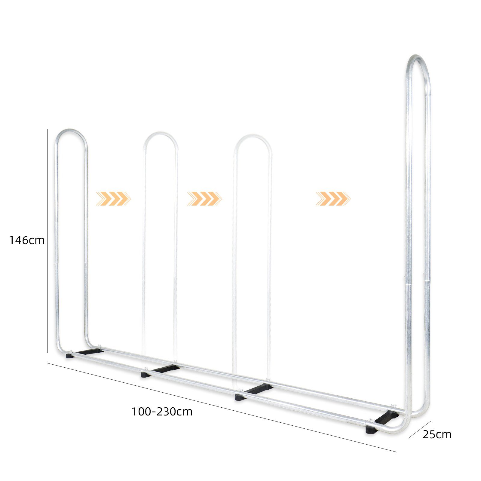 Stapelhilfe für Ohne Regenhülle CCLIFE 230x25x146cm, Kaminholzregal Aussen Metall Brennholz Kaminholzregal