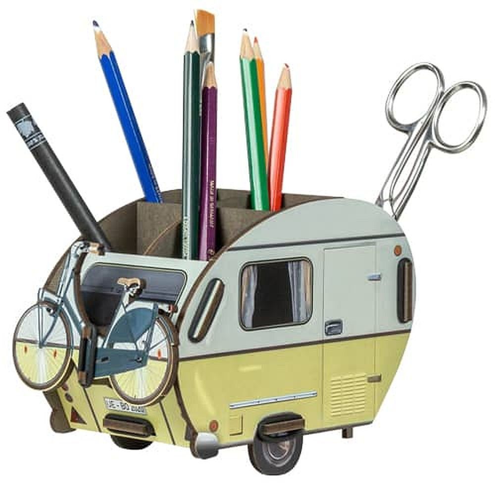 WERKHAUS® Aufbewahrungsbox Werkhaus Stiftebox Wohnwagen braun Stifte Köcher Halter WE2034