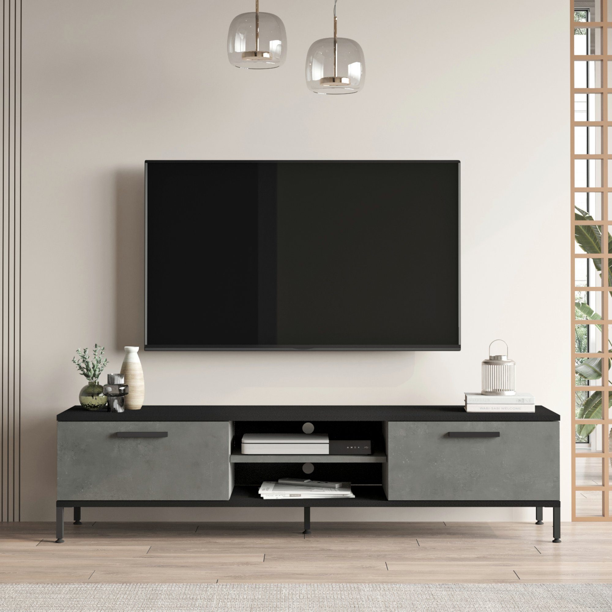 en.casa TV-Schrank »Lempäälä« mit 2 Schranktüren günstig online kaufen