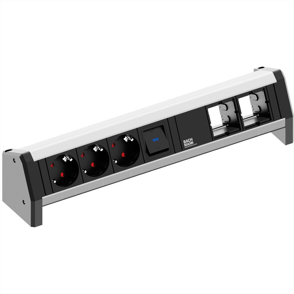 Bachmann DESK 1x Schalter 3x Schutzkontakt 2x ABD GST18 Einbau-Tischsteckdosenleiste (Kabellänge 0 m), 902.018