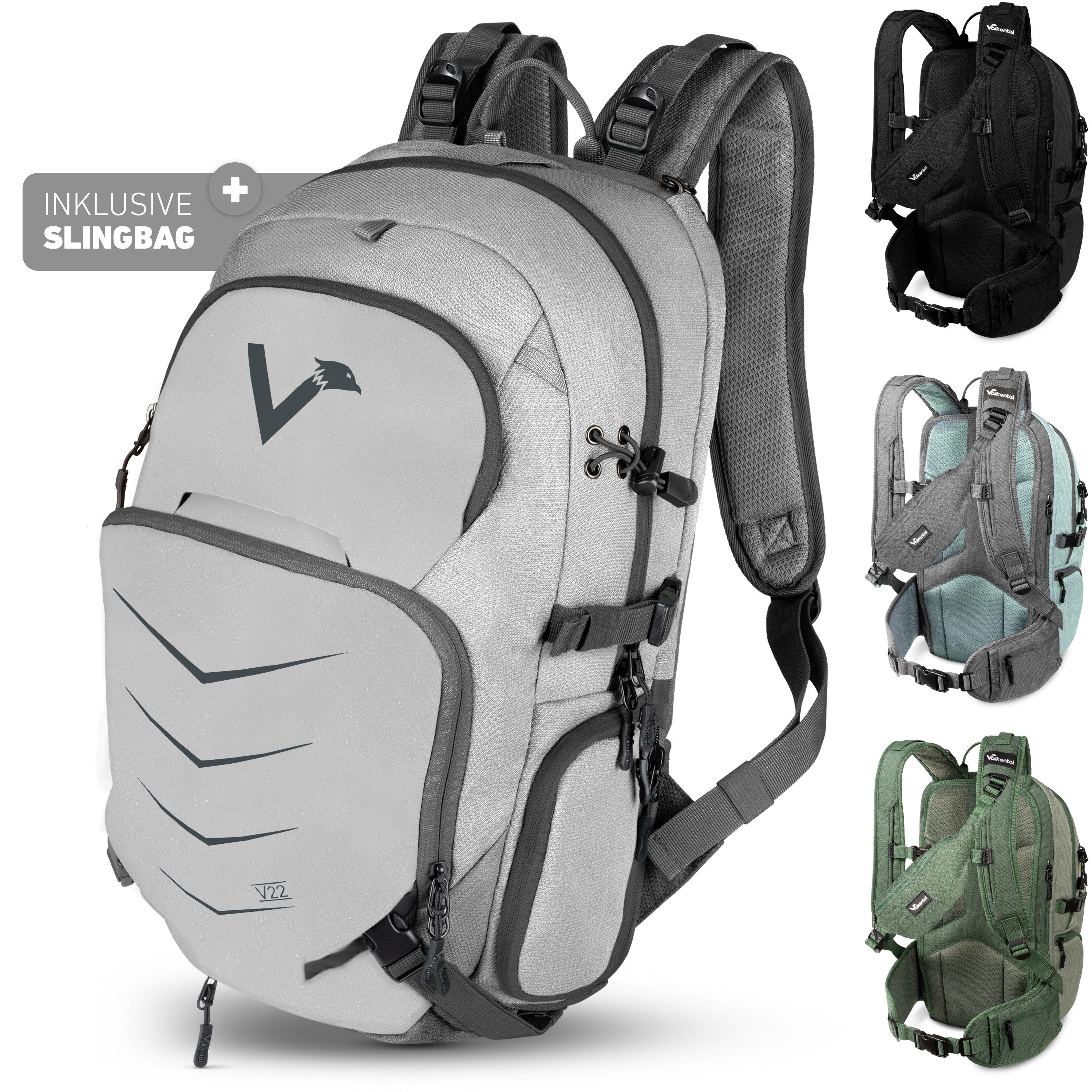 Valkental Wanderrucksack Fahrradrucksack & Outdoor Rucksack (2-tlg), wasserdicht & atmungsaktiv 22 L