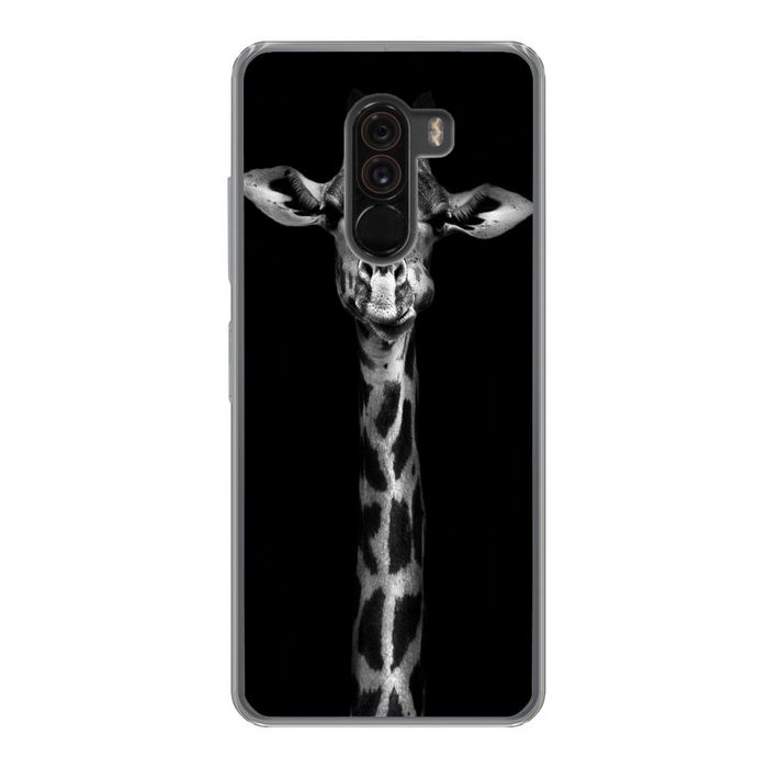 MuchoWow Handyhülle Giraffe - Porträt - Tiere - Schwarz - Weiß Phone Case Handyhülle Xiaomi Pocophone F1 Silikon Schutzhülle