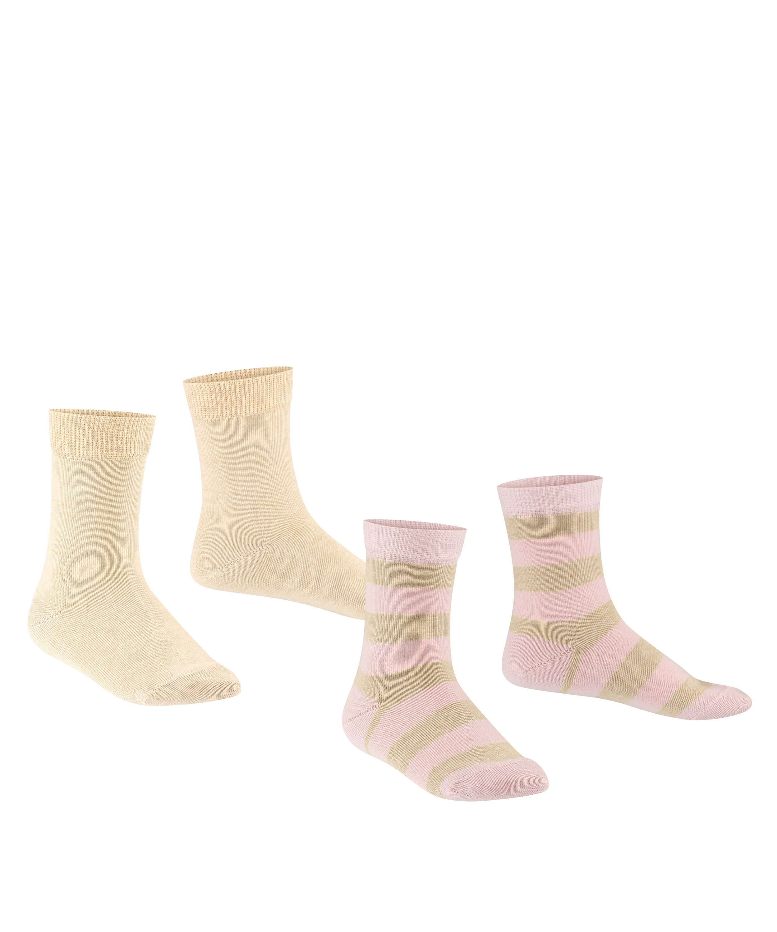 FALKE Socken Happy Stripe 2-Pack mel. sand (2-Paar) (4650)