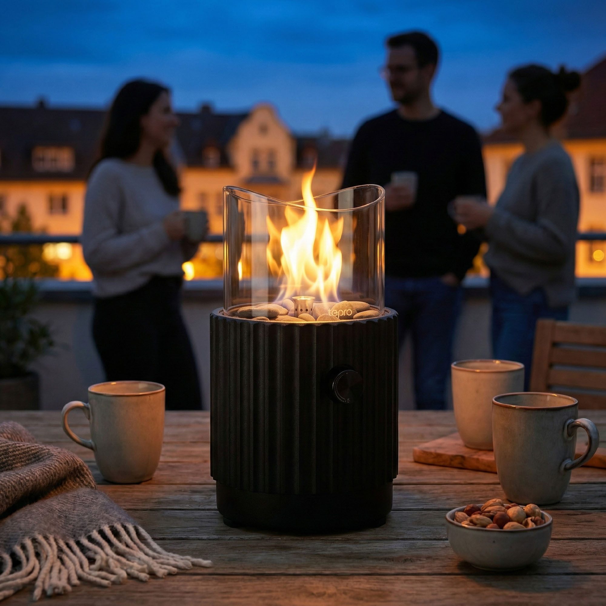 Tepro Feuerstelle Tisch-Gasfeuerstelle mit Dekosteinen