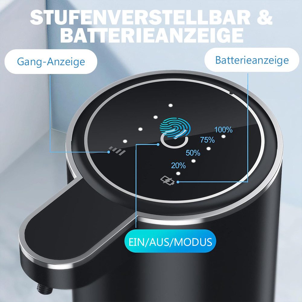 TUWENA Seifenspender Seifenspender Automatisch, 380ml Elektrischer Seifenspender mit Sensor, Wiederaufladbar Seifenspender, IPX5 Wasserdicht für Badezimmer Küche