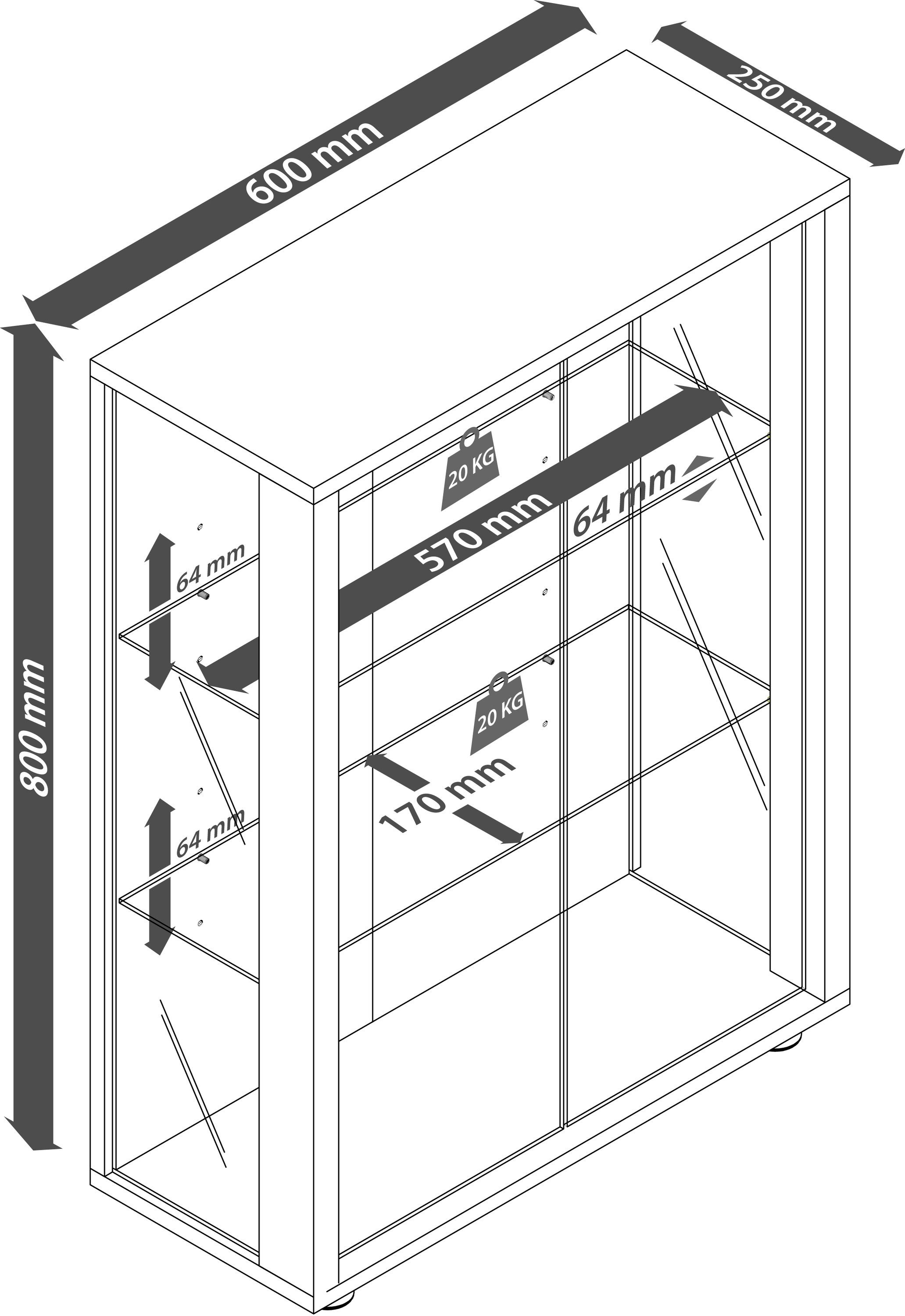 VCM Standvitrine Holz Glas Stand Sammelvitrine Vitrine Kern-Nussbaum Sintalo