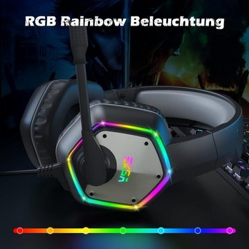 EKSA Gaming-Headset (RGB-Beleuchtung für cooles Erscheinungsbild, PC Gaming Headset mit Mikrofon, Gamer Headset mit Bass Surround Sound)