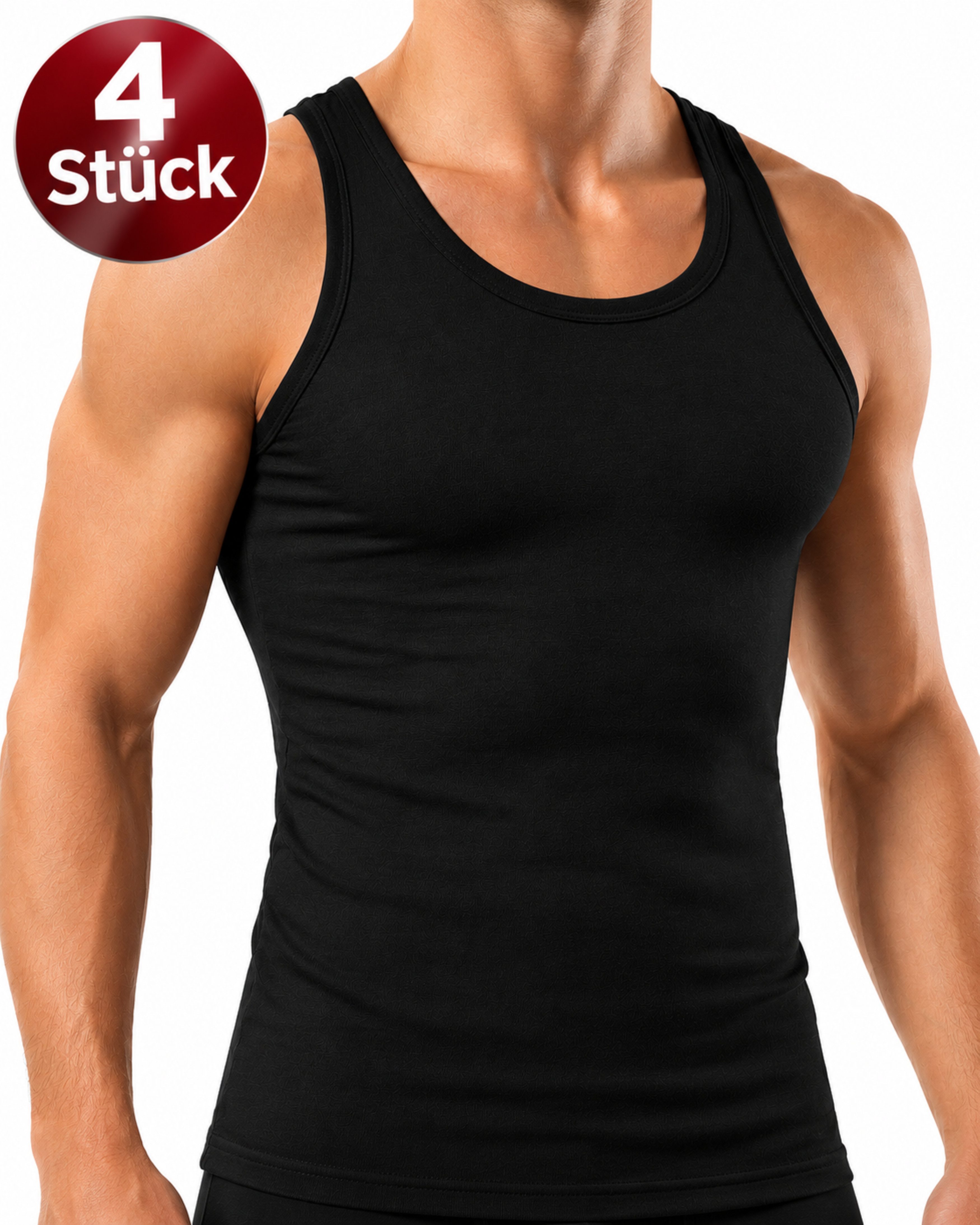 DDOnlineShop Unterhemd Herren 4er Pack Feinripp Weiß Tanktop Achselhemd 100% Baumwolle (Spar-Set, 4-St., 4er-Pack) Premium Feinripp-Qualität, reine Baumwolle