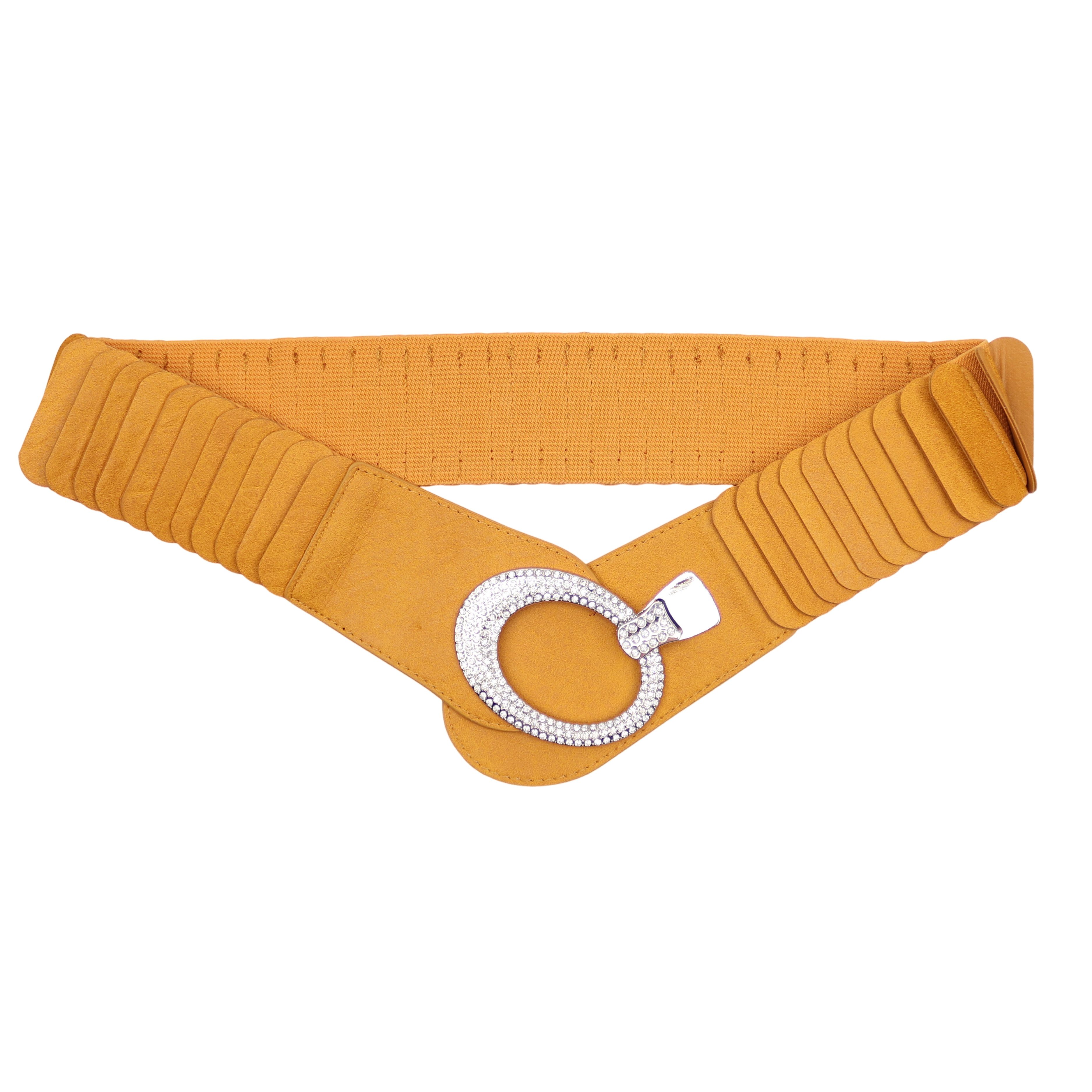 MIRROSI Taillengürtel breit 6cm für Taillenumfang 85 bis 110cm,mit Strass ONESIZE (Unifarben, Angenehmes Tragesgefühl) Breiter Stretch Gürtel
