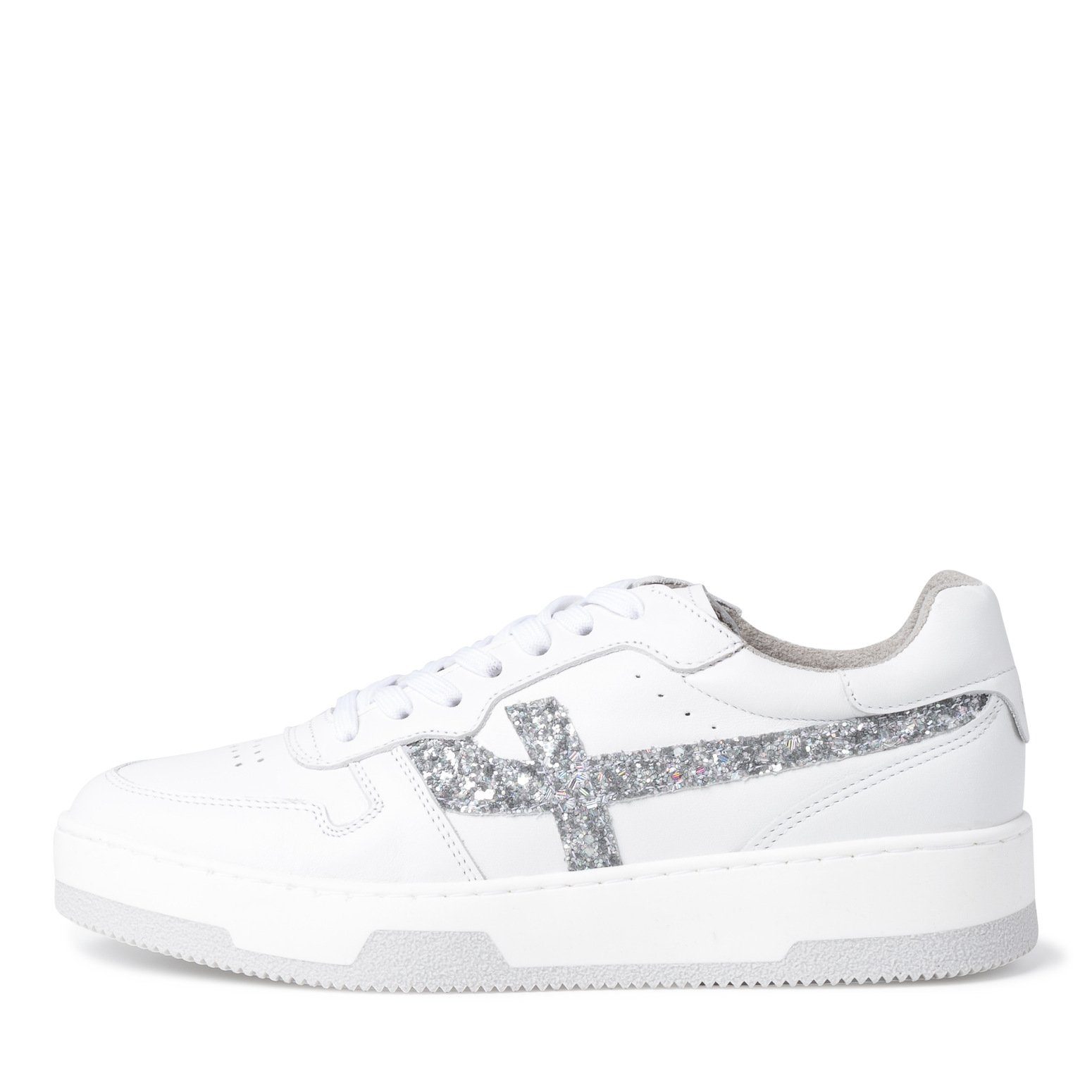 Glitzer Sneaker Tamaris Echtes Plateausneaker Leder glamour white low Leder Tamaris