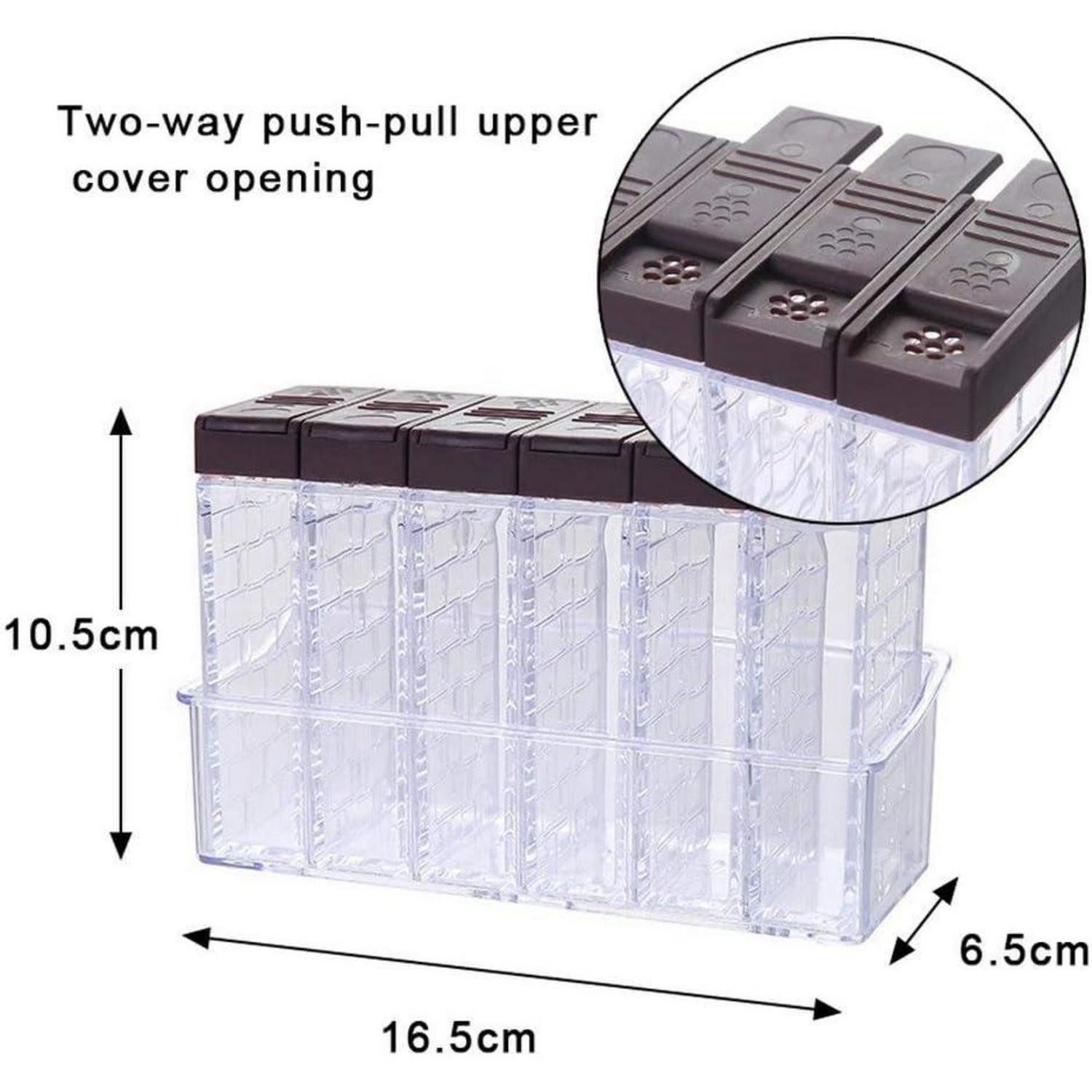 LuxusKollektion Salz- / Pfefferstreuer 6er Set transparente Gewürzdosen Kunststoff Spice Jars für Küche