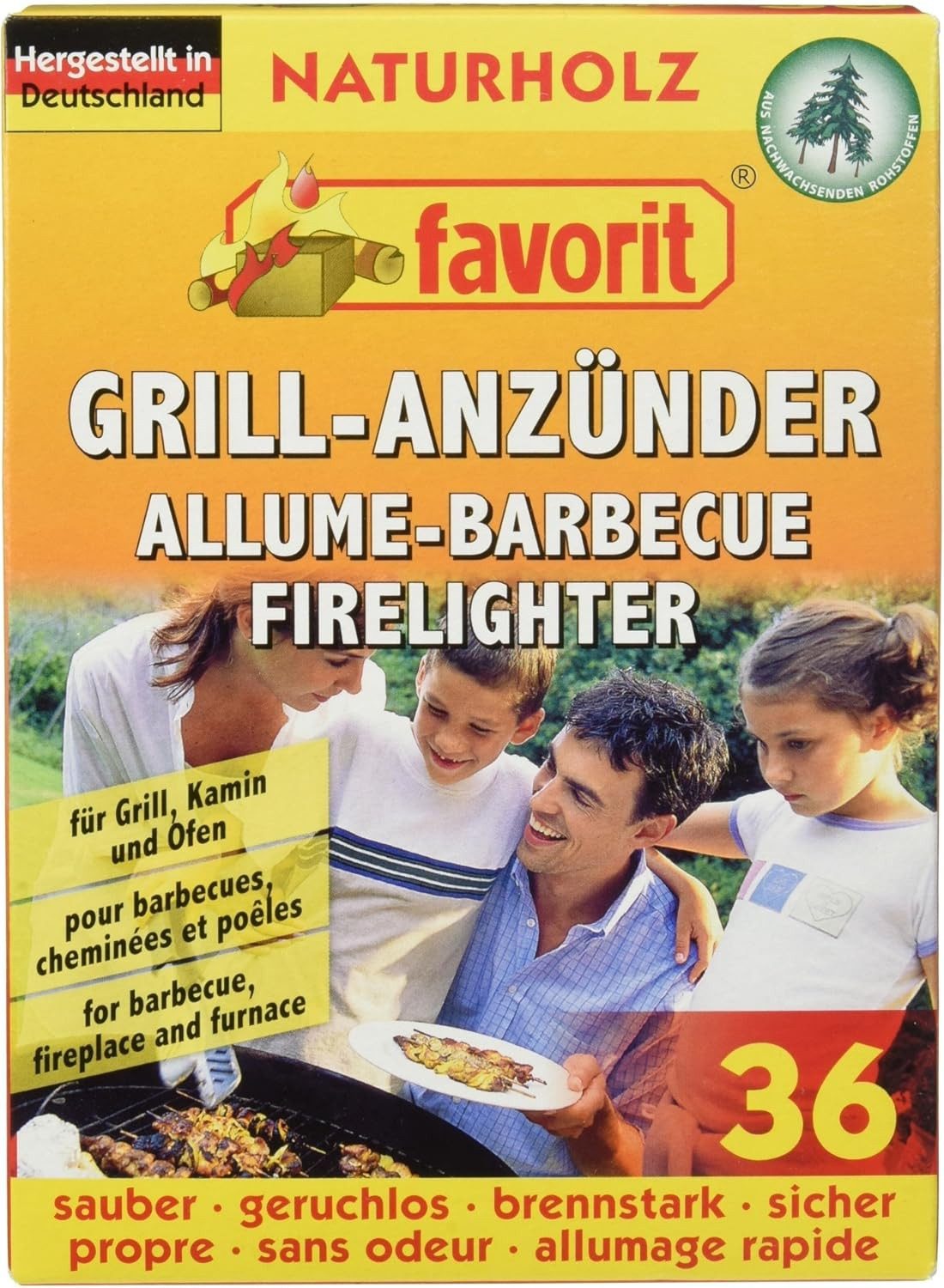 favorit Grillanzünder Favorit Grillanzünder fest 36 Stk Anzünder für Grill + Kamin
