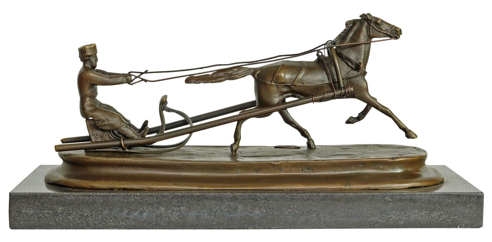 Aubaho Skulptur Bronzeskulptur nach Grachev Pferd Schlitten Antik-Stil Bronze Figur 25