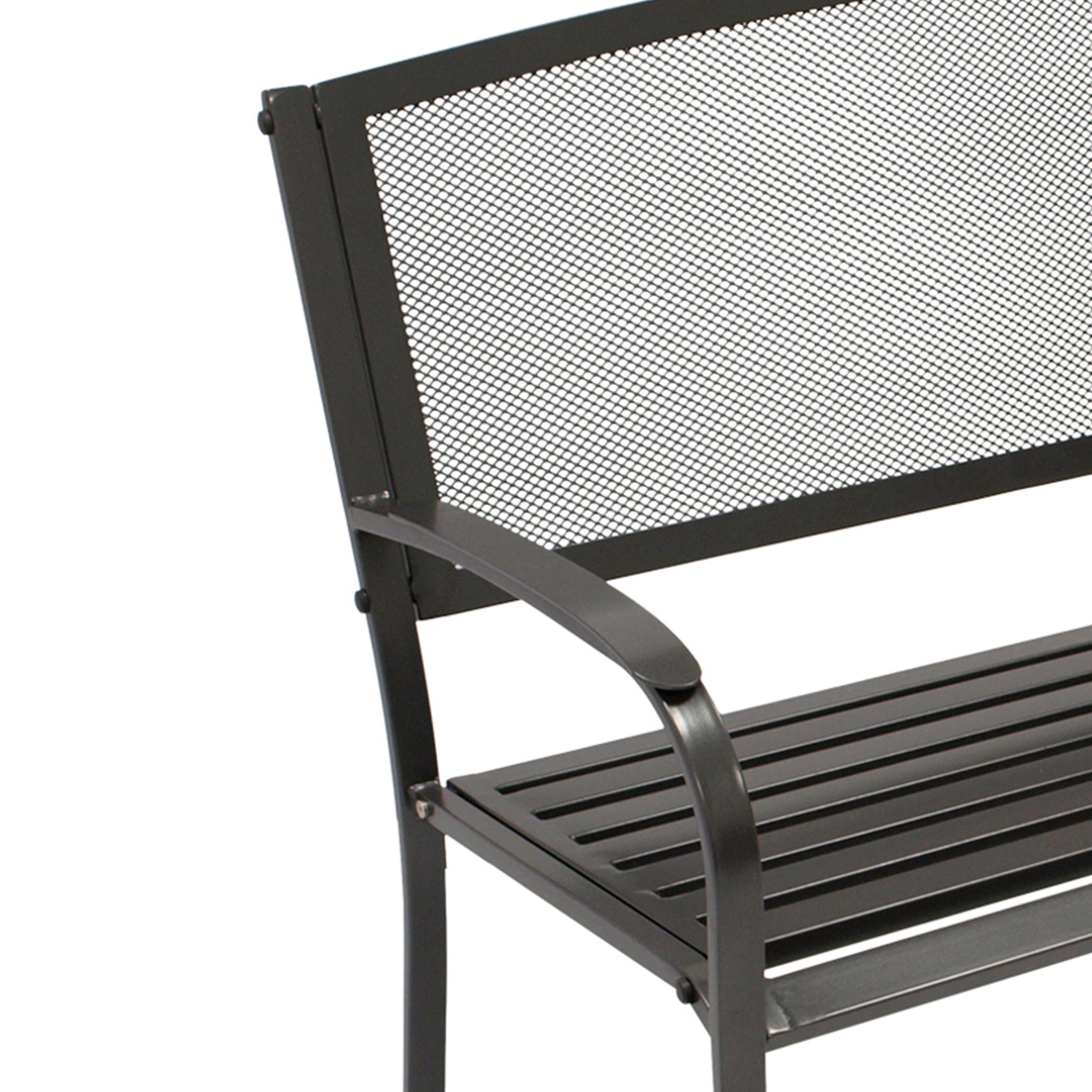 TPFGarden Gartenbank GLASGOW (Outdoor Bank - Holzbank 2-Sitzer - Stahlbank, Metallbank aus Streckmetall anthrazitgrau), Hochwertige Bank mit den Maßen (BxHxT): 119 x 90 x 64 cm
