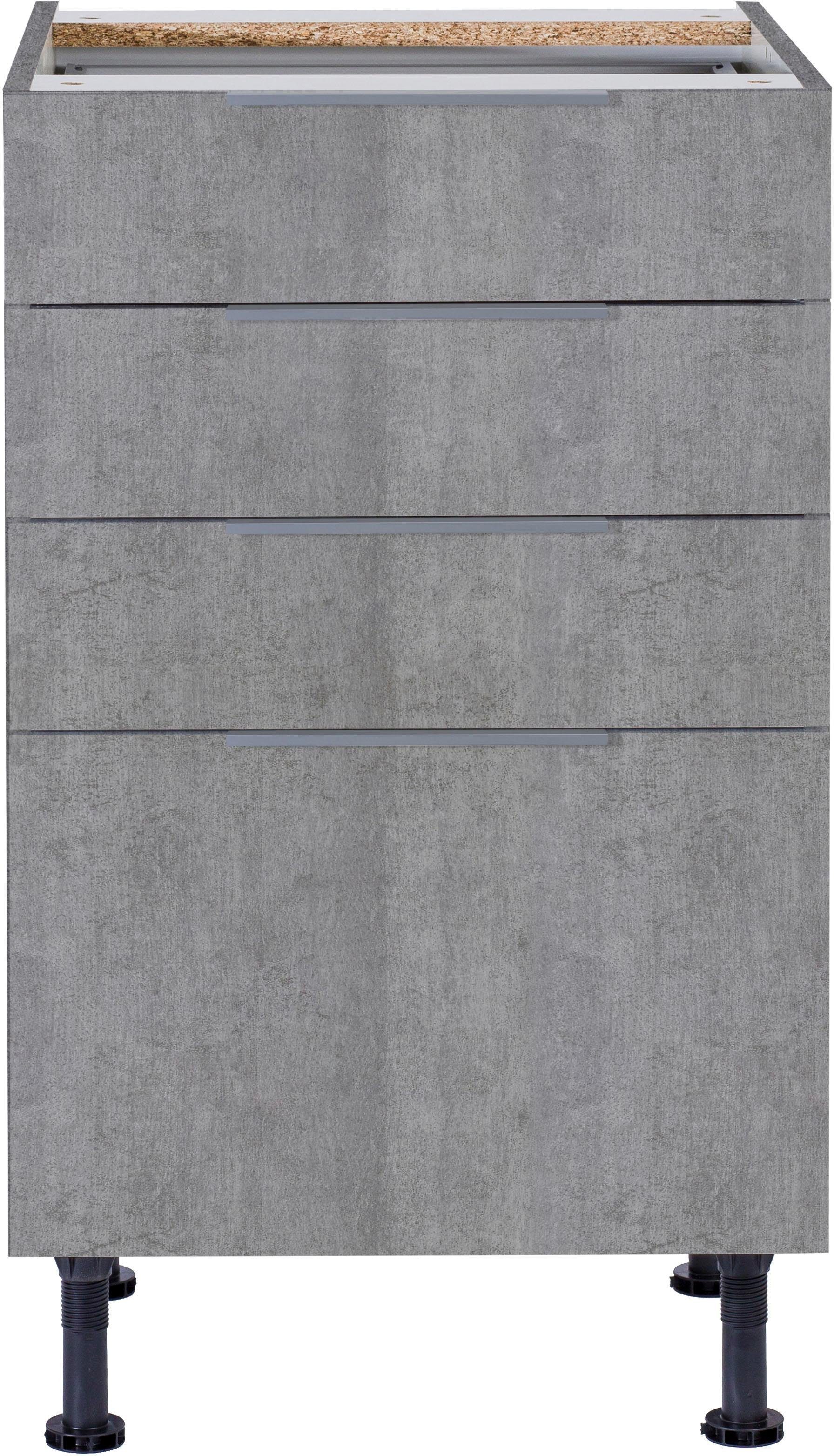 OPTIFIT Unterschrank Tara mit 50 Soft-Close-Funktion, cm Breite betonfarben Vollauszug betonfarben und 