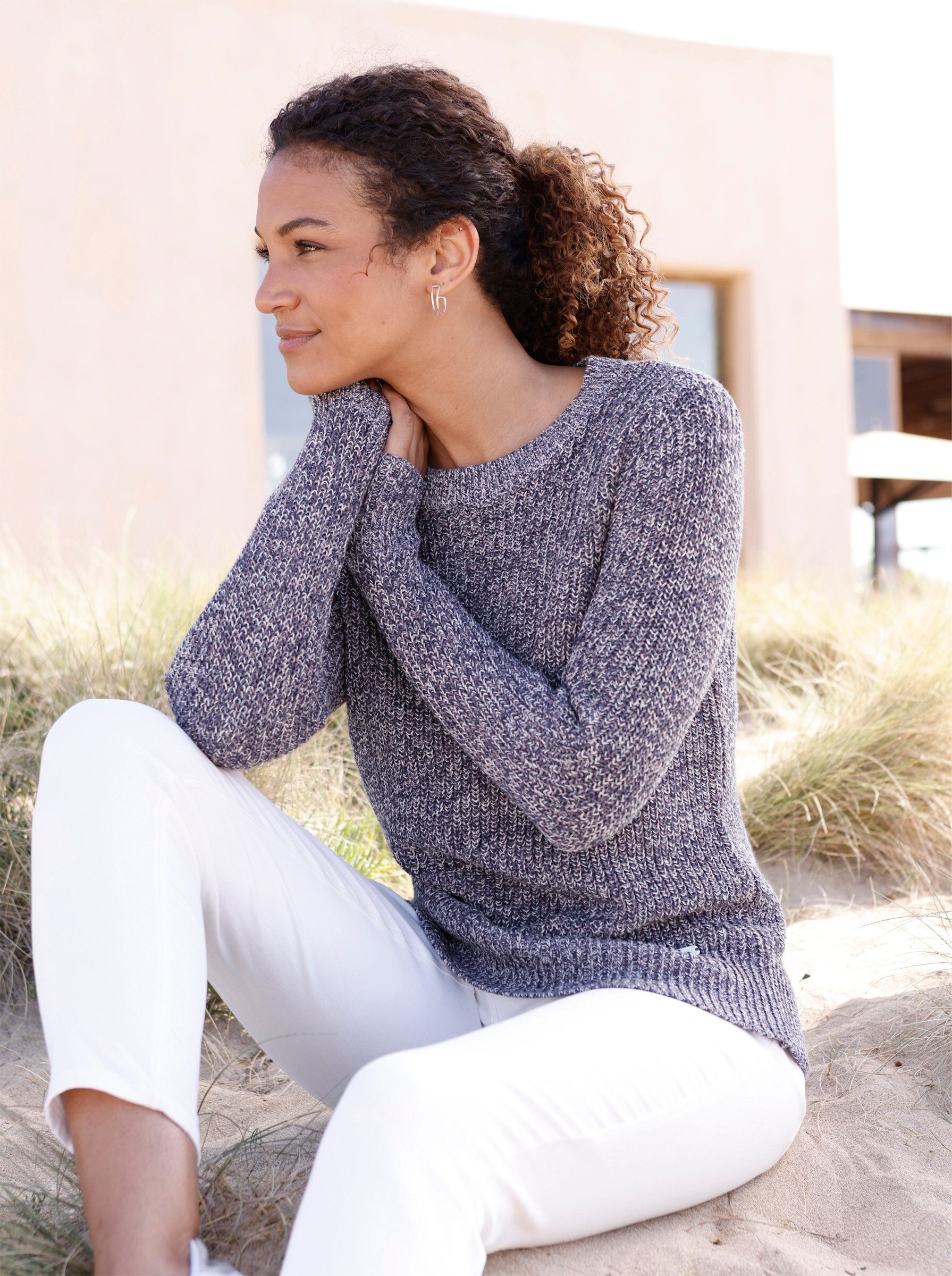 Strickpullover Rundhals-Pullover Langarm