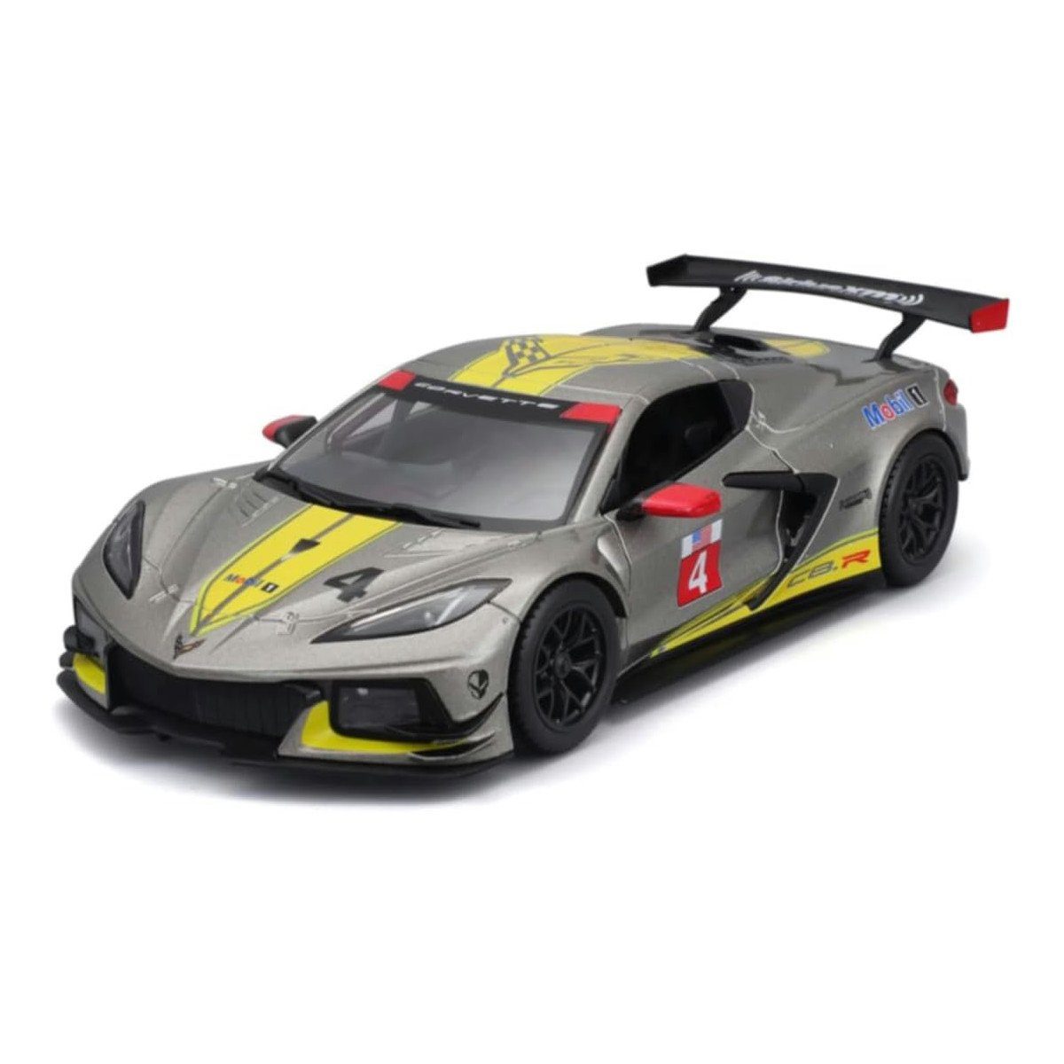 Bburago Modellauto Chevrolet Corvette C8R '20 (grau), Maßstab 1:43, originalgetreu