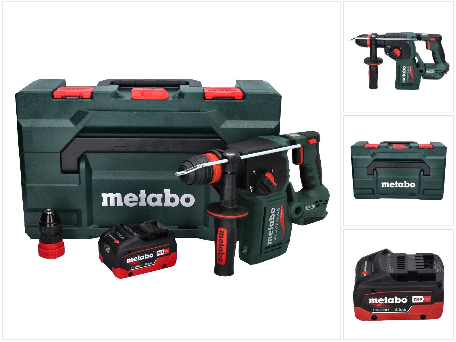 metabo Akku-Kombibohrhammer KH 18 LTX BL 24 Q Akku Kombihammer 18 V 2,2 J + 1x Akku 8,0 Ah