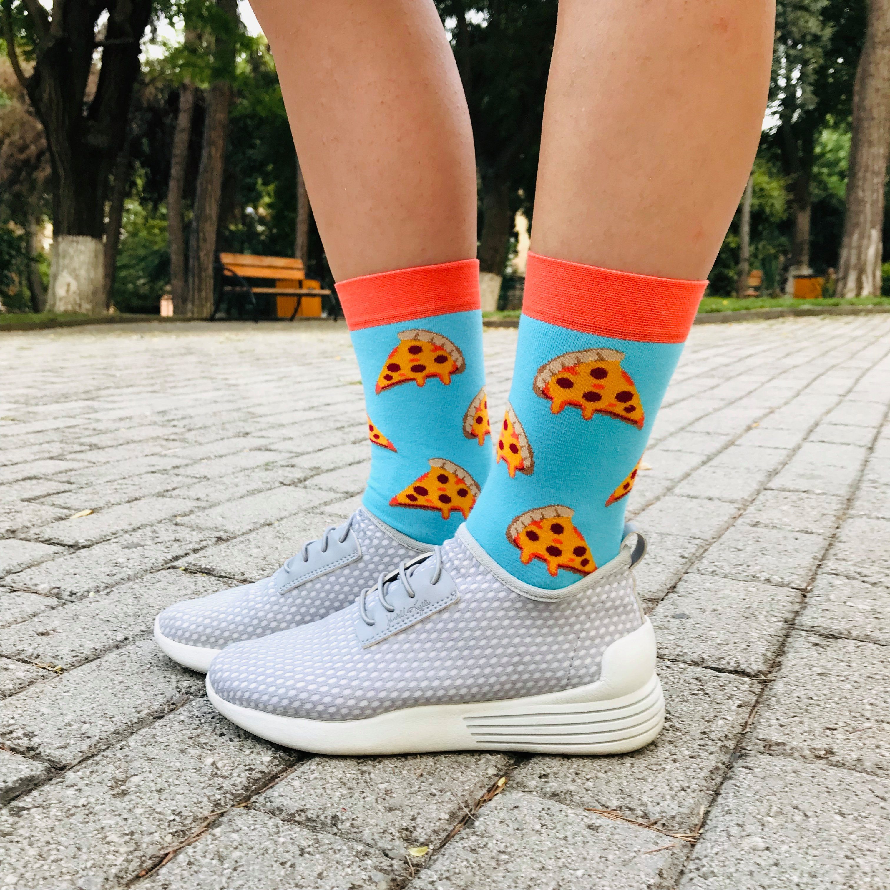 Baumwolle, Pizza Socken Paar) Damen Socken, (3 TwoSocks Einheitsgröße & Herren lustige Freizeitsocken