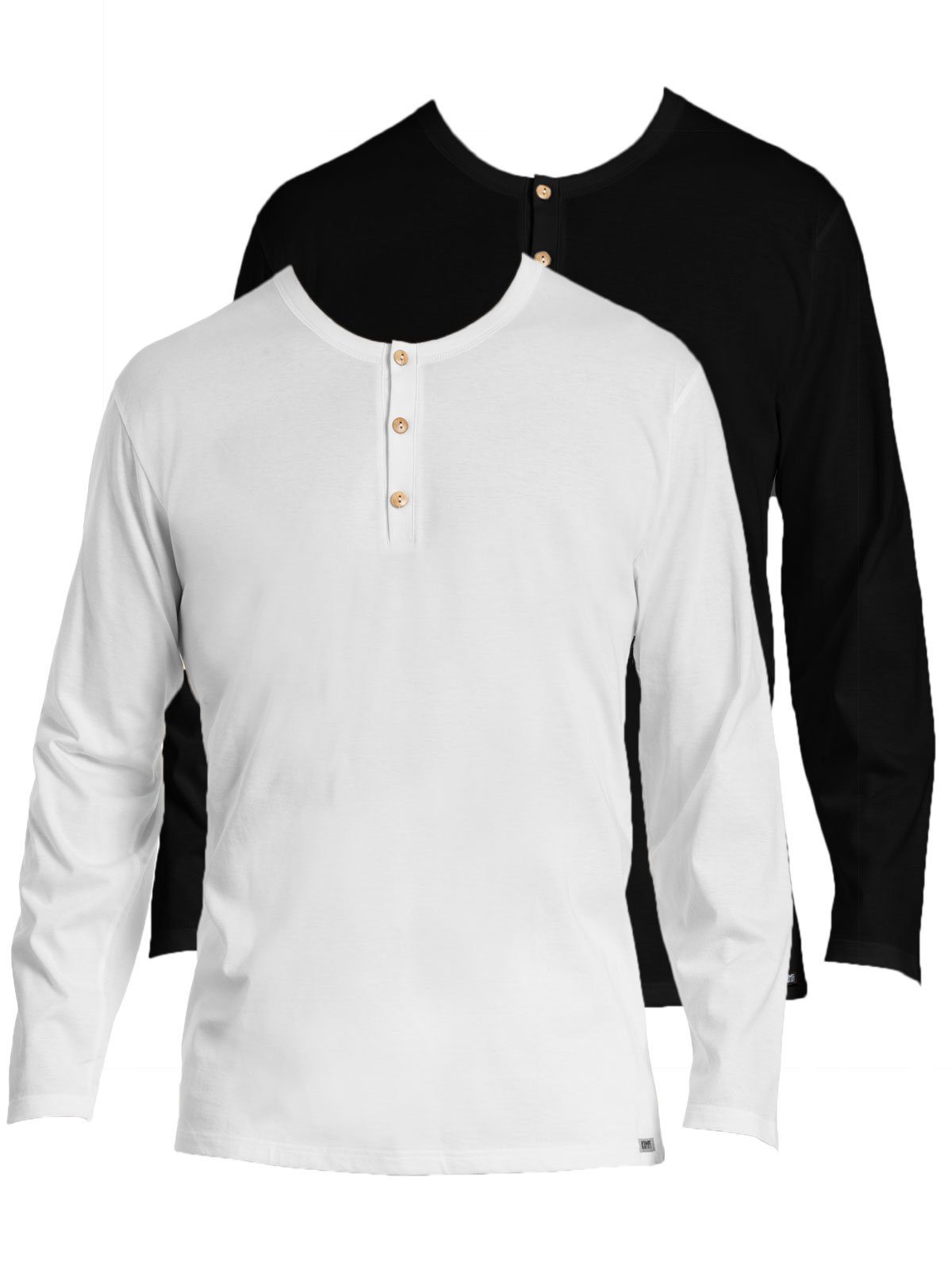 KUMPF Unterziehshirt 2er Sparpack Herren langarm Shirt Bio Cotton (Spar-Set, 2-St) hohe Markenqualität schwarz weiss